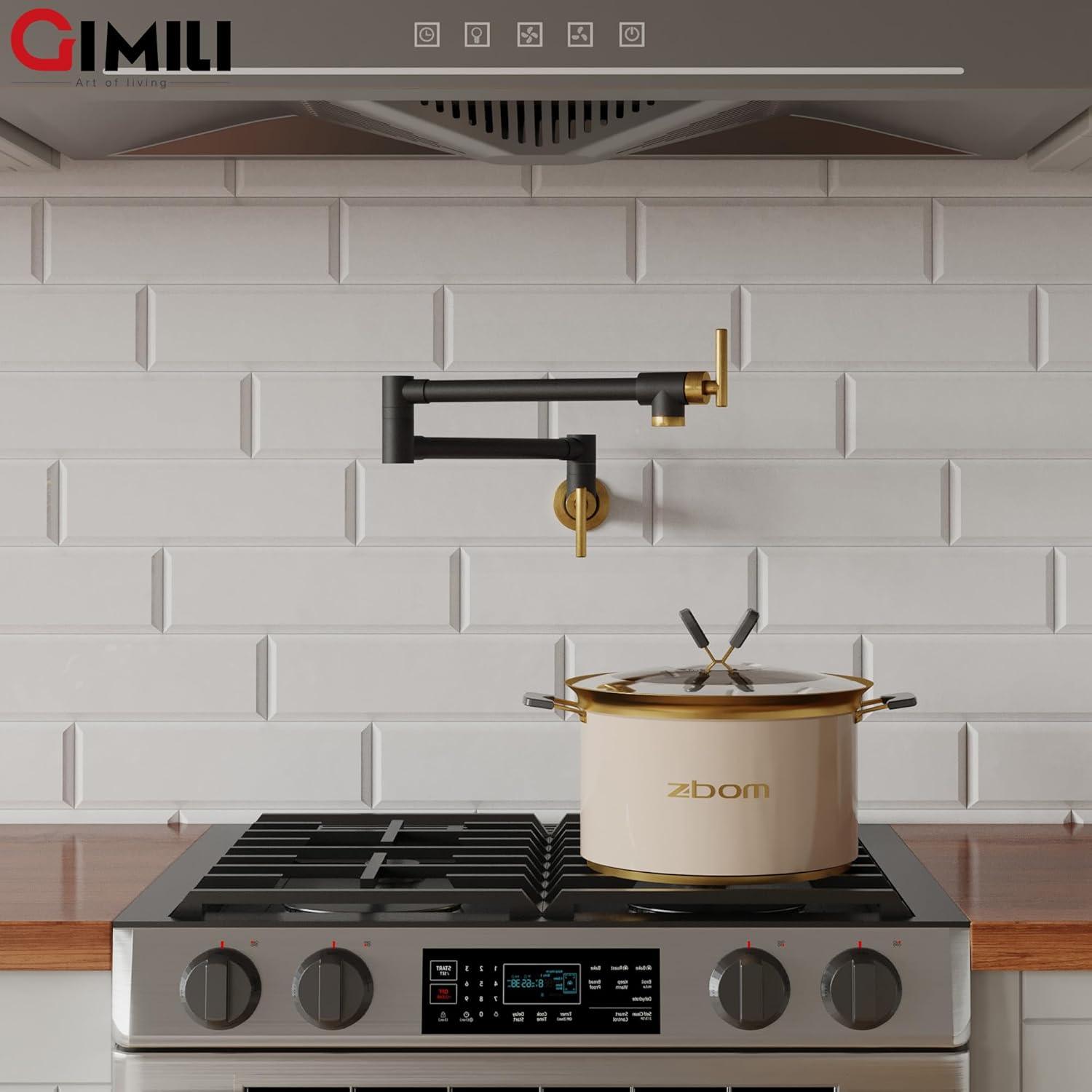 Folding kitchen faucet in brass and copper