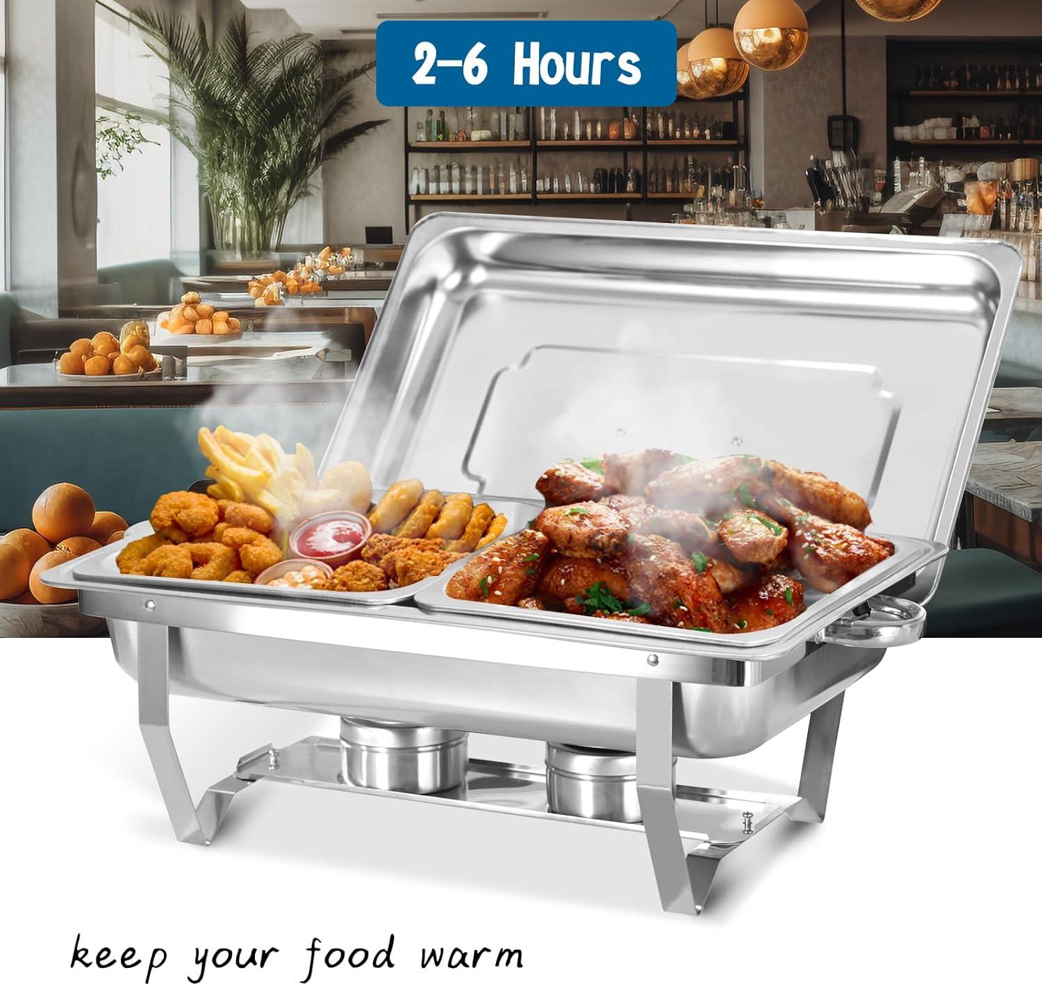 The Party Aisle™ Chafing Dishes For Buffet 4 Pack, 8 Qt Stainless Steel Chafers And Buffet Warmers Sets With Lid, Rectangle Serving Food Warmer Catering Supplies Buffet Display For Parties