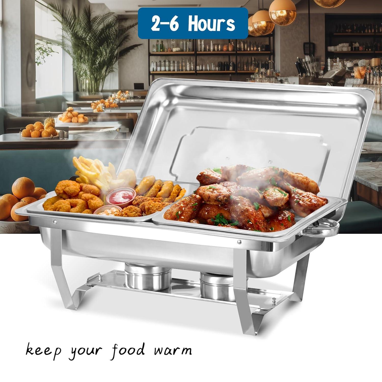 The Party Aisle™ Chafing Dishes For Buffet 4 Pack, 8 Qt Stainless Steel Chafers And Buffet Warmers Sets With Lid, Rectangle Serving Food Warmer Catering Supplies Buffet Display For Parties