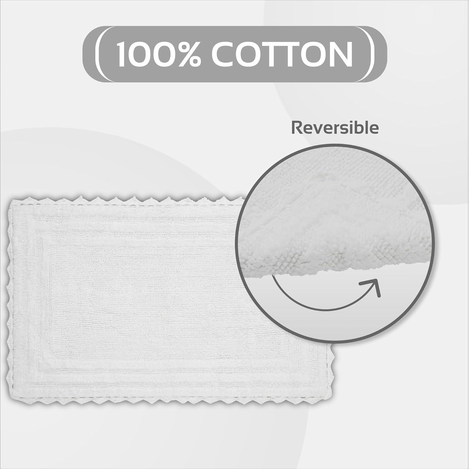 Better Trends Lilly Crochet 100% Cotton Tufted Reversible Bath Rug 21" x 34" Rectangle - White