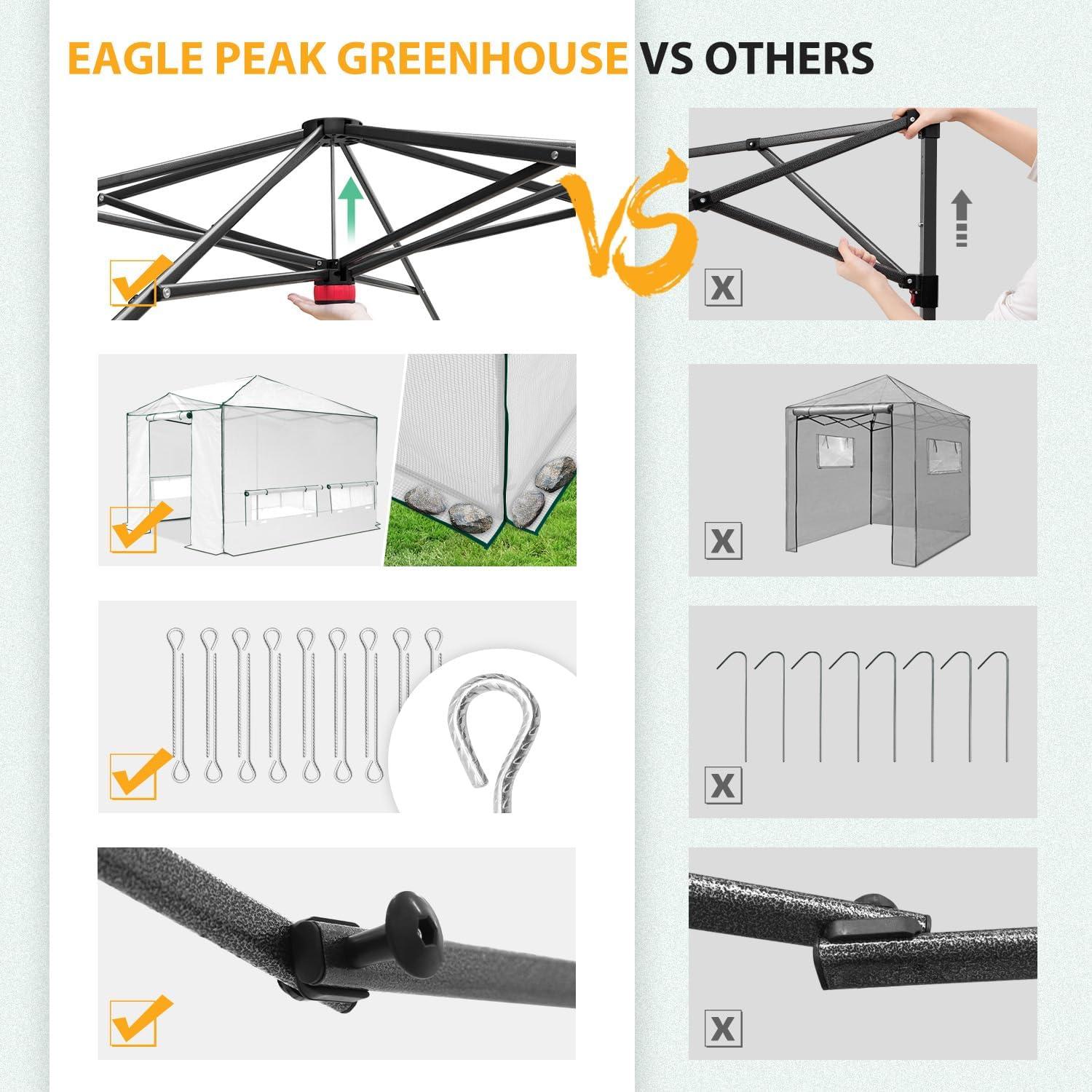 EAGLE PEAK Pop Up Greenhouse 8' W x 12' D Greenhouse