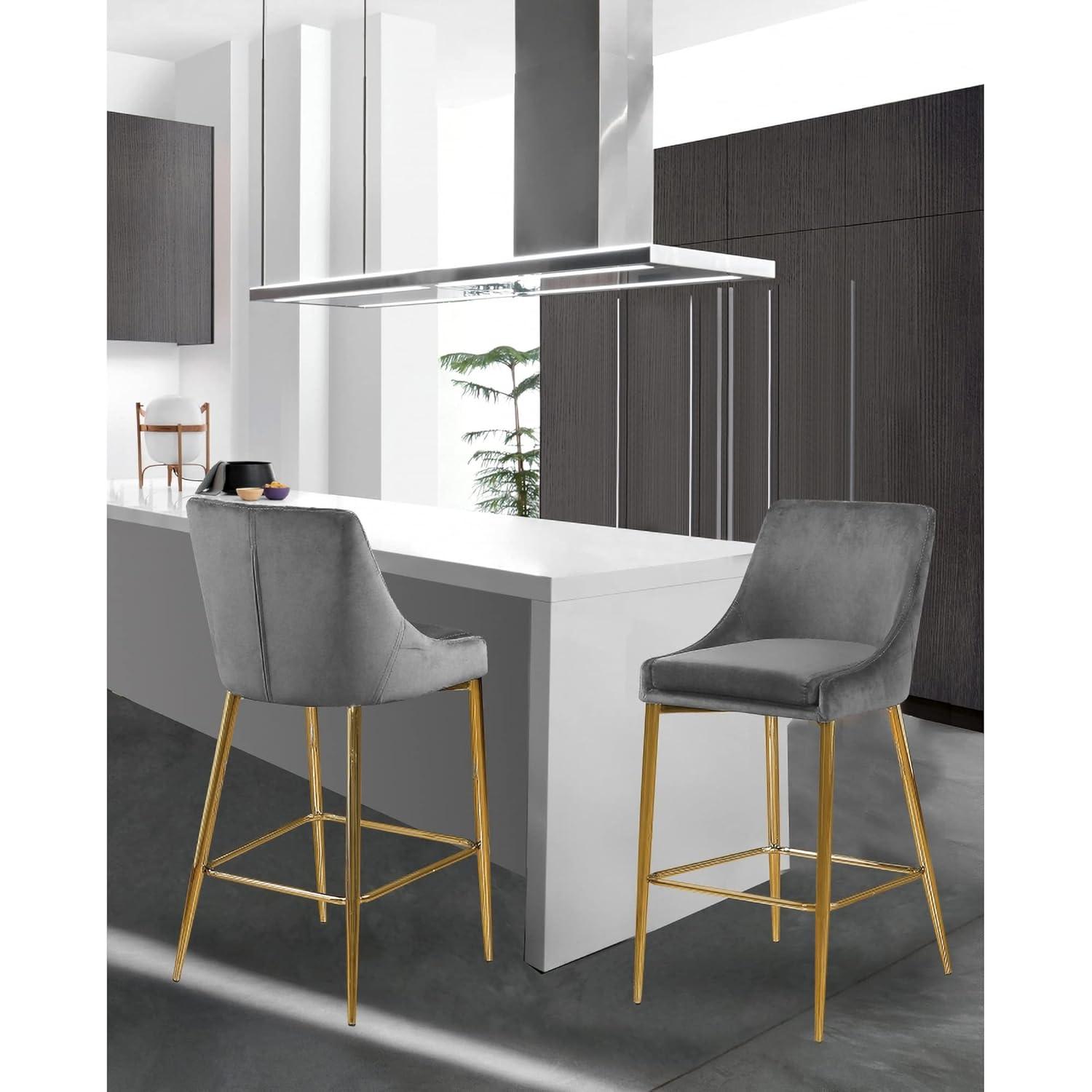 Meridian Furniture,Karina Grey Velvet Stool, Set of 2
