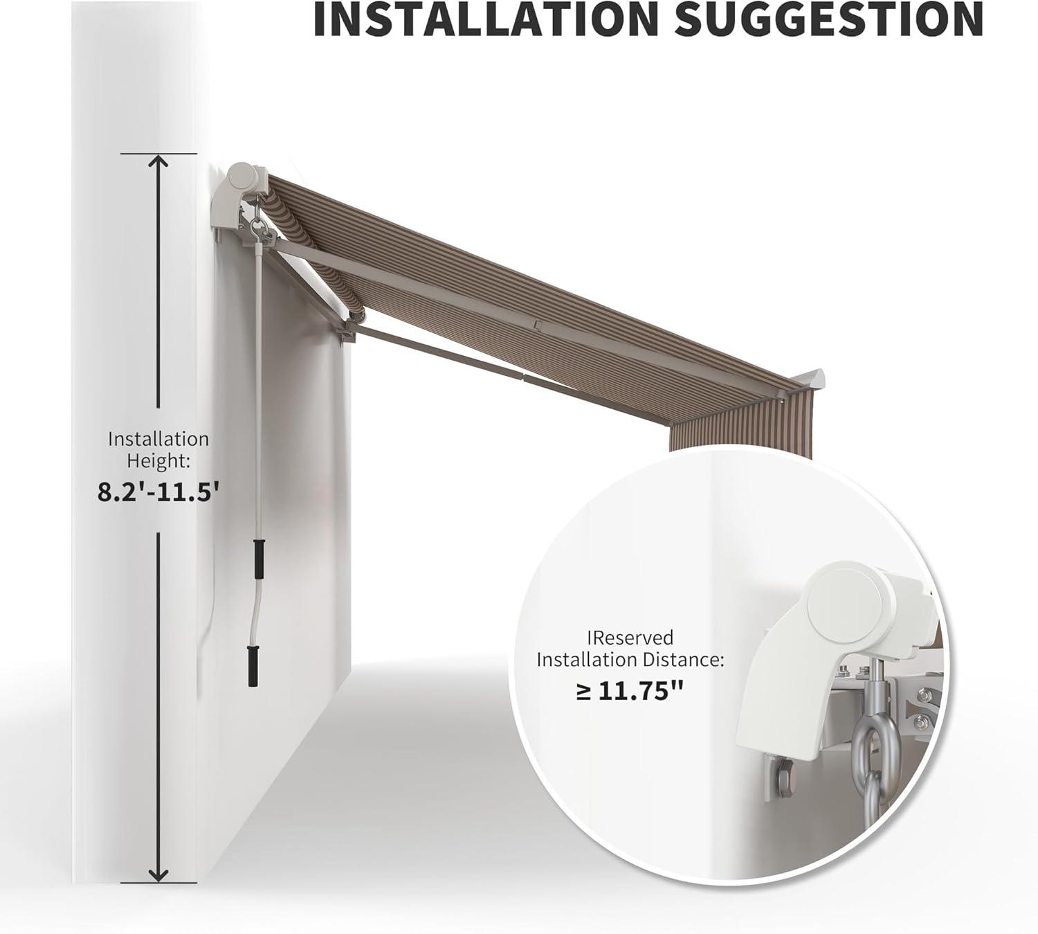 Outsunny 12' x 10' Manual Retractable Awning Outdoor Sunshade Shelter for Patio, Balcony, Yard, with Adjustable & Versatile Design, Beige and White