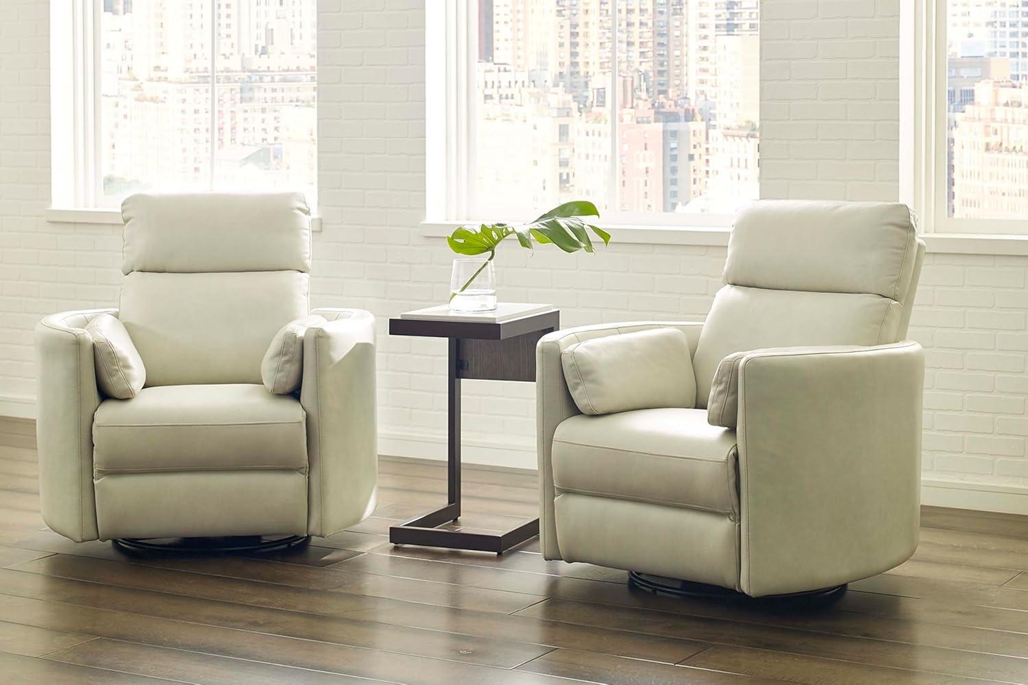 Florence Brown Top-Grain Leather Swivel Recliner with USB Charger