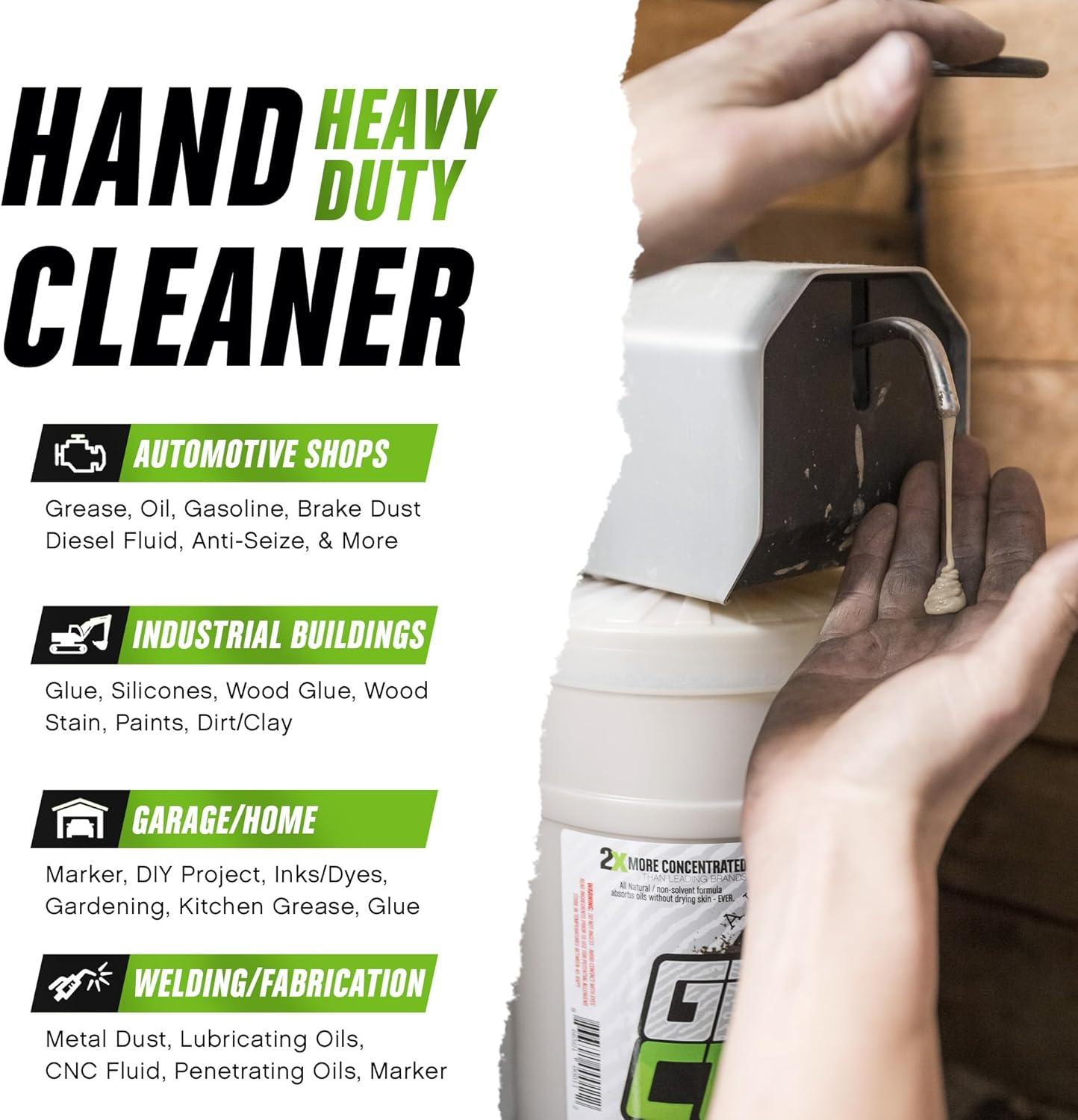 Grip Clean 3 Pack Combo - Wall-Mounted Soap Dispenser + 2 Gallons Heavy Duty Liquid Hand Cleaner Pumice Soap + Degreaser Nail Brush - for Auto Mechanics, Industrial, Commercial, Garage Shop