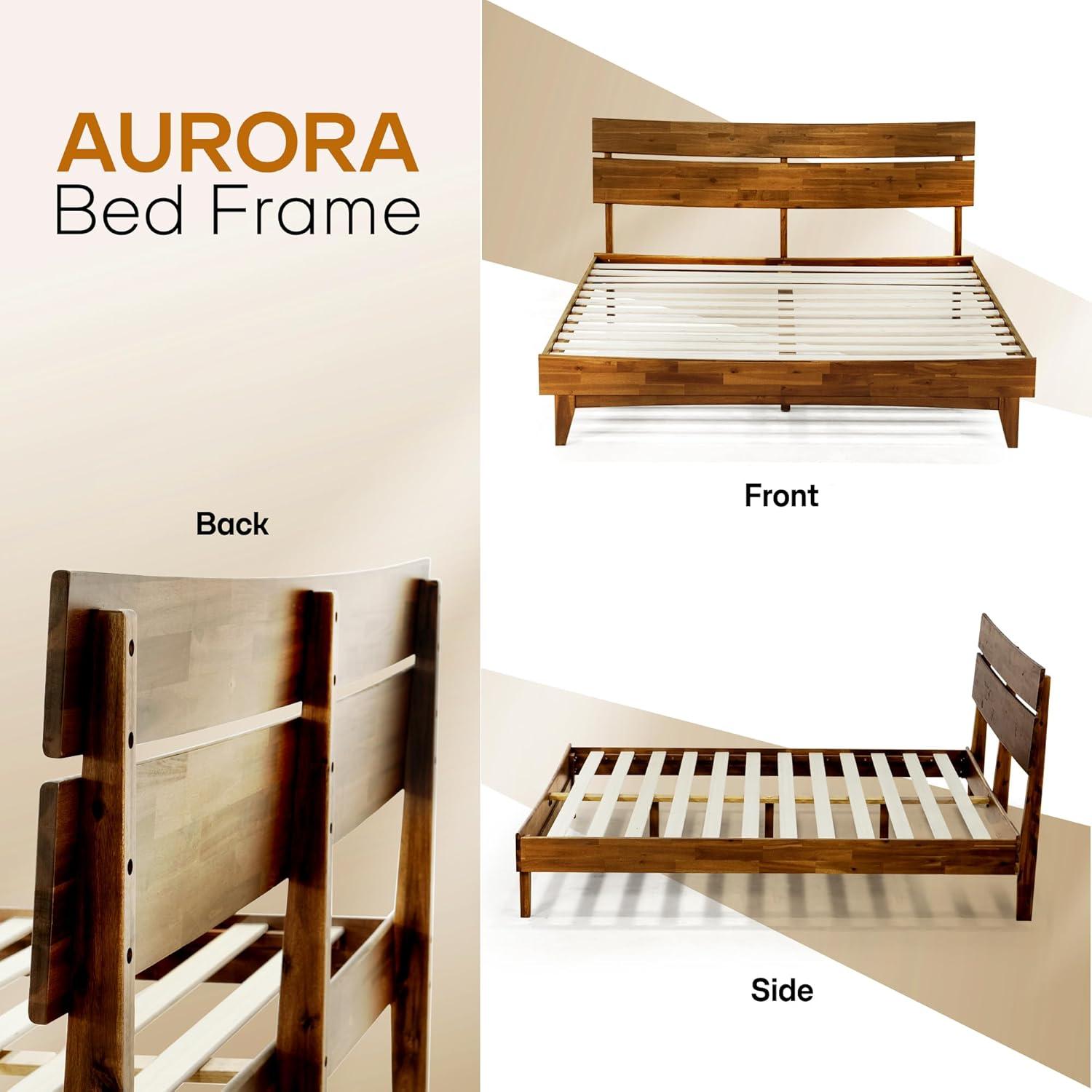 Acacia Acacia Bed Frame with Headboard Solid Wood Platform Bed