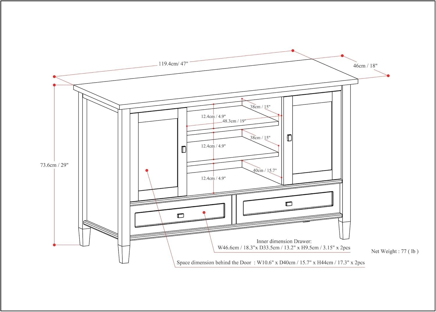 Farmhouse Gray Solid Wood TV Media Stand with Storage