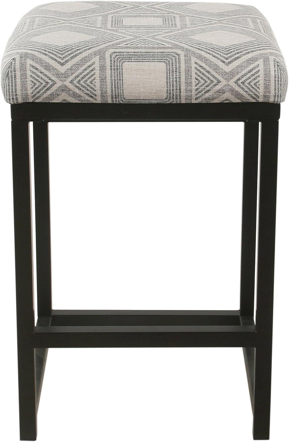 24" Open Back Metal Counter Height Barstool Charcoal - HomePop: Upholstered, Powder-Coated, 250lb Capacity