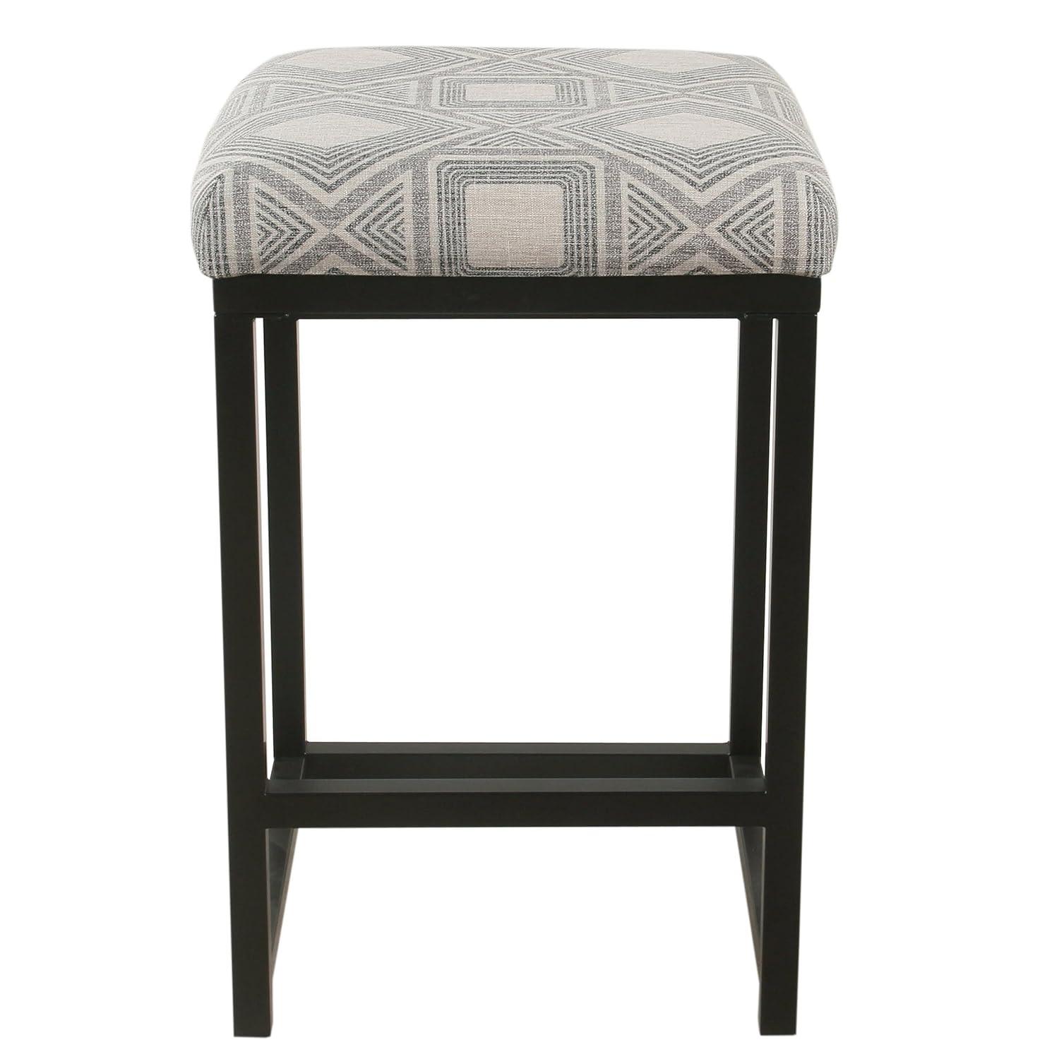 24" Open Back Metal Counter Height Barstool Charcoal - HomePop: Upholstered, Powder-Coated, 250lb Capacity