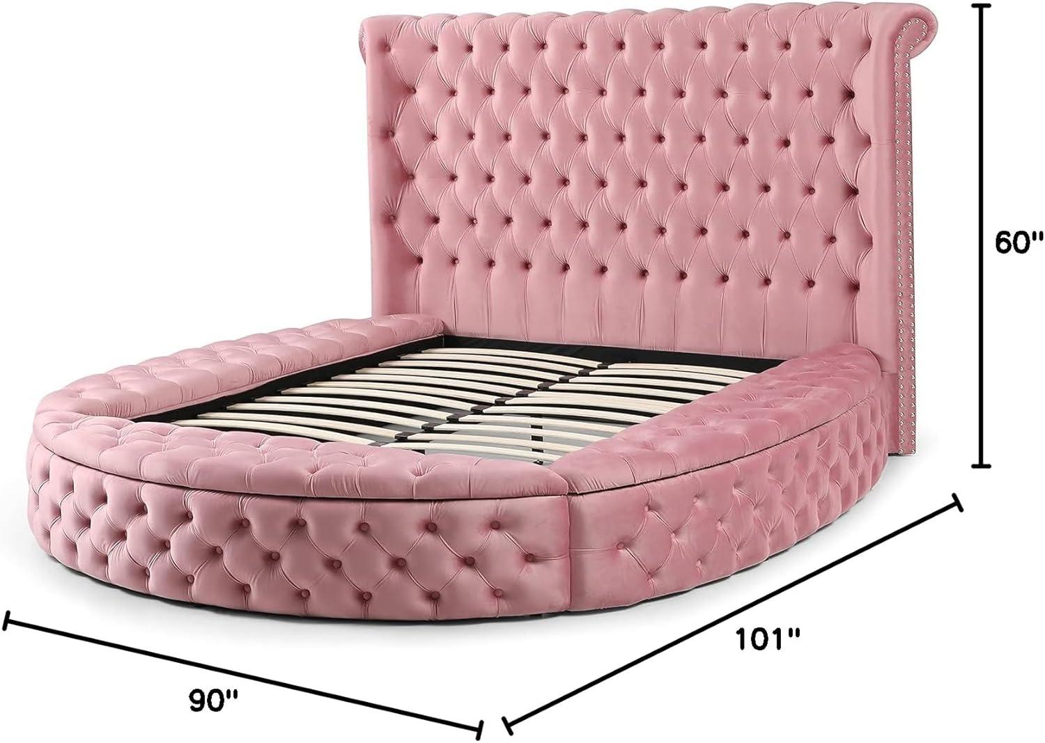 Woodpeckers Furniture and Mattress Upholstered Round Storage Bed
