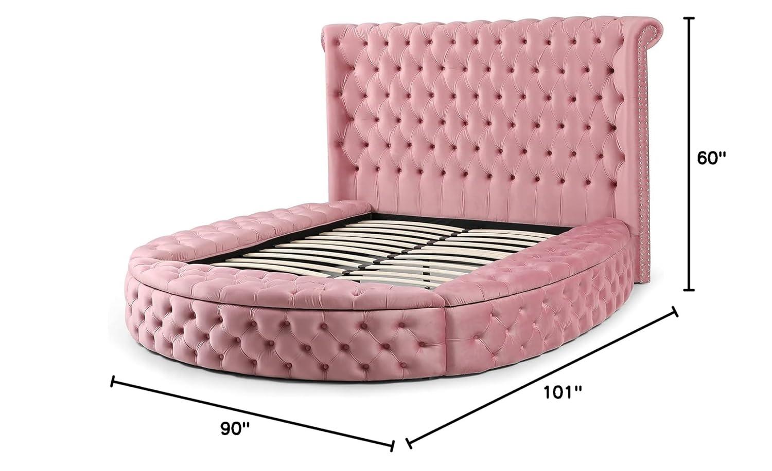 Woodpeckers Furniture and Mattress Upholstered Round Storage Bed
