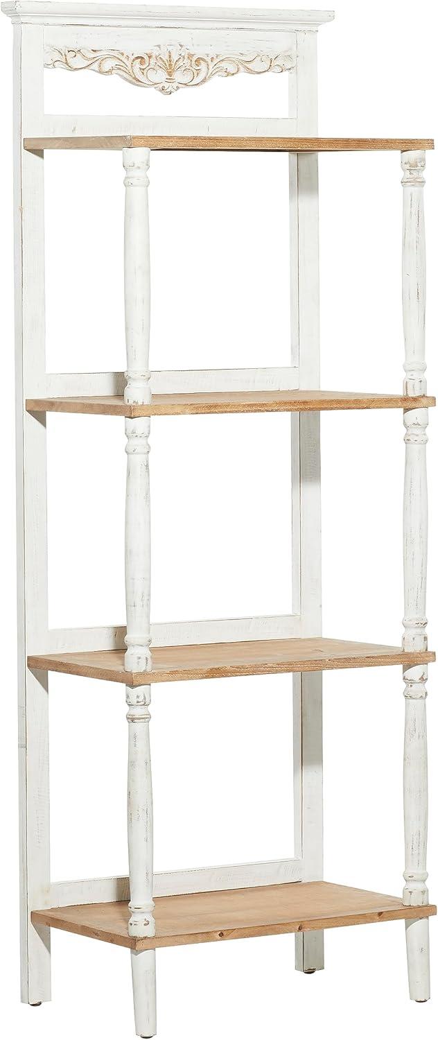 75" x 32" Farmhouse Wood Shelving Unit Off White - Olivia & May: 5-Tier Storage Bookcase
