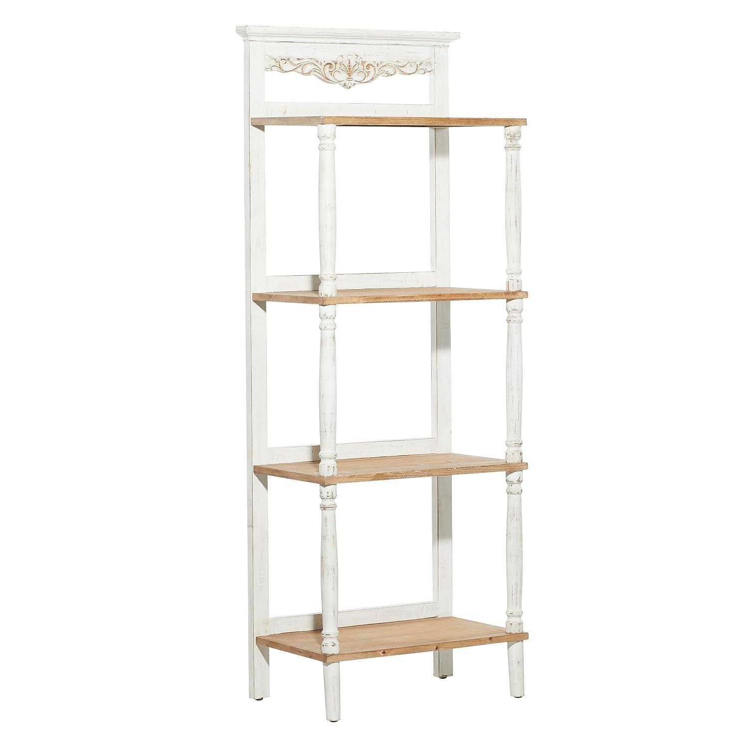 75" x 32" Farmhouse Wood Shelving Unit Off White - Olivia & May: 5-Tier Storage Bookcase