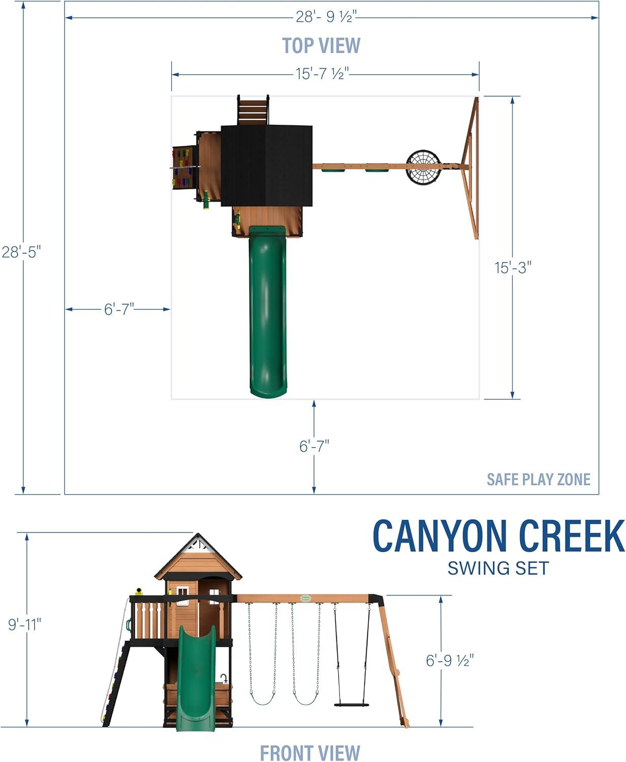 Canyon Creek Cedar Wood Swing Set with Slide and Playhouse