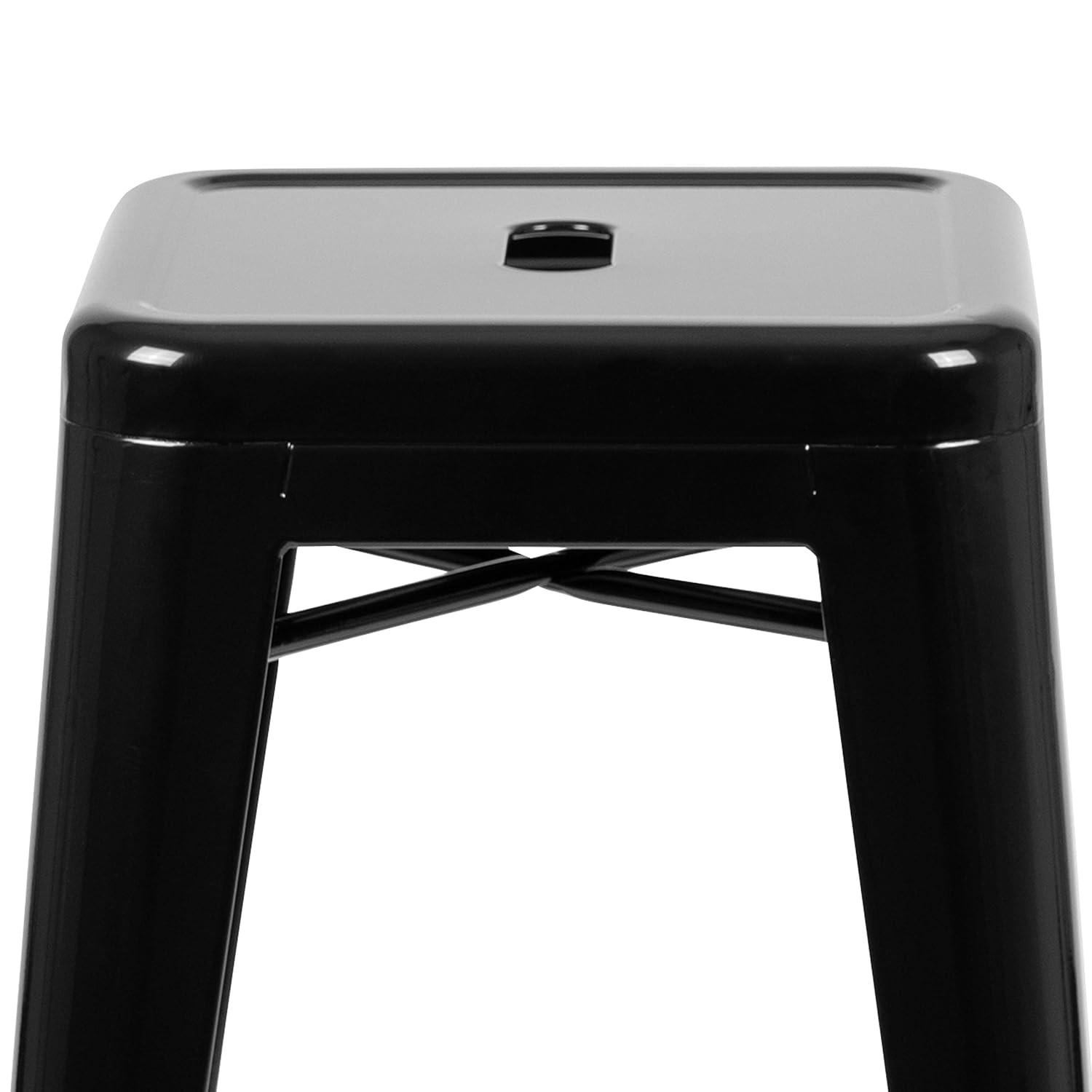 Emma and Oliver 4 Pack 30" High Metal Indoor Bar Stool - Stackable Stool, Teal