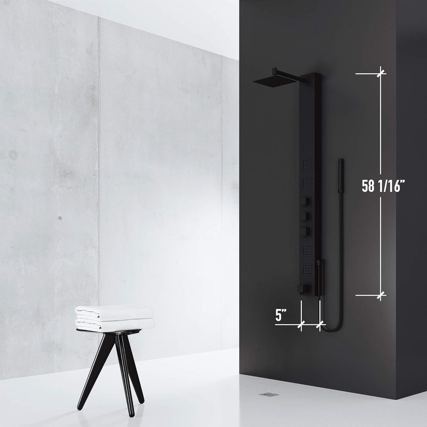 Bowery 58" H X 5" W 4-Jet Shower System &Tub Filler with Hand Shower Wand and Adjustable Shower Head