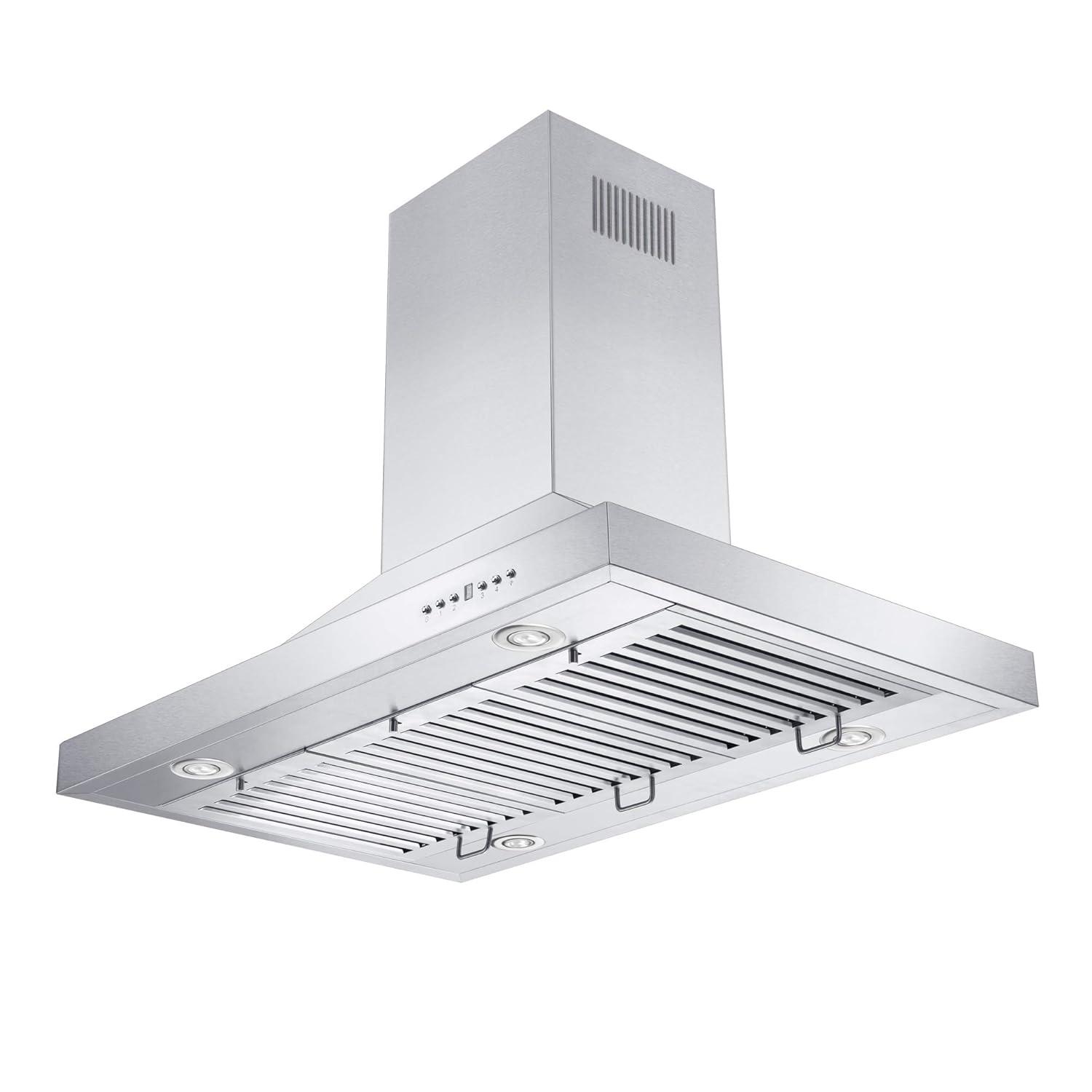 ZLINE 42 in. Convertible Vent Isl& Mount Range Hood in Black Stainless Steel (BSGL2iN-42)