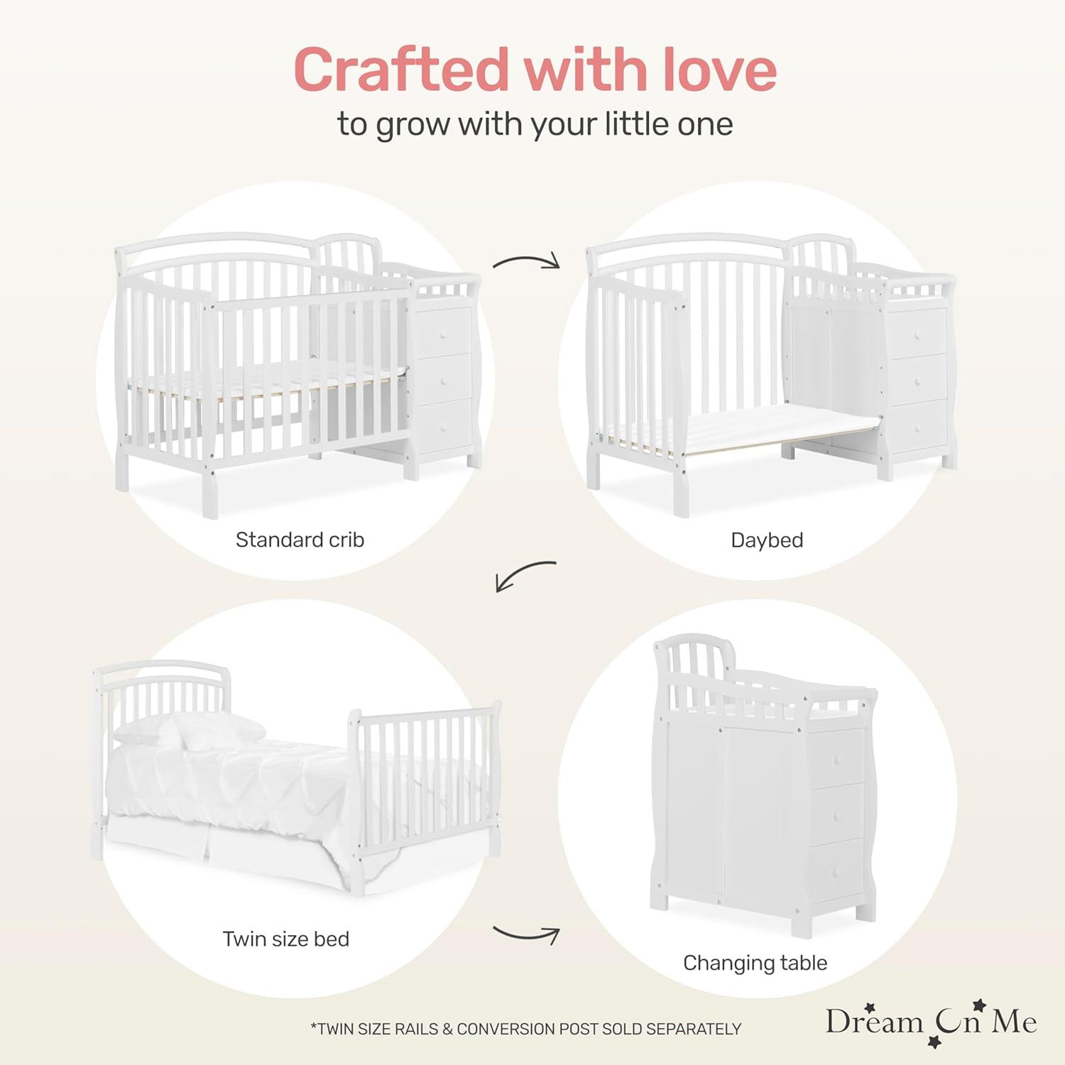 Dream On Me Caso 4-in-1 Mini Convertible Crib and Changer