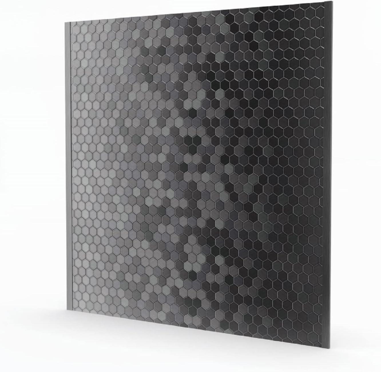 30'' Black Metal Peel and Stick Hexagon Backsplash Panel