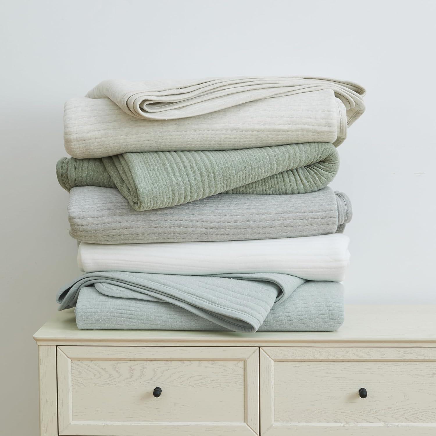 FreshFolds Jersey Cotton Blend Stitched Quilt Set with Shams