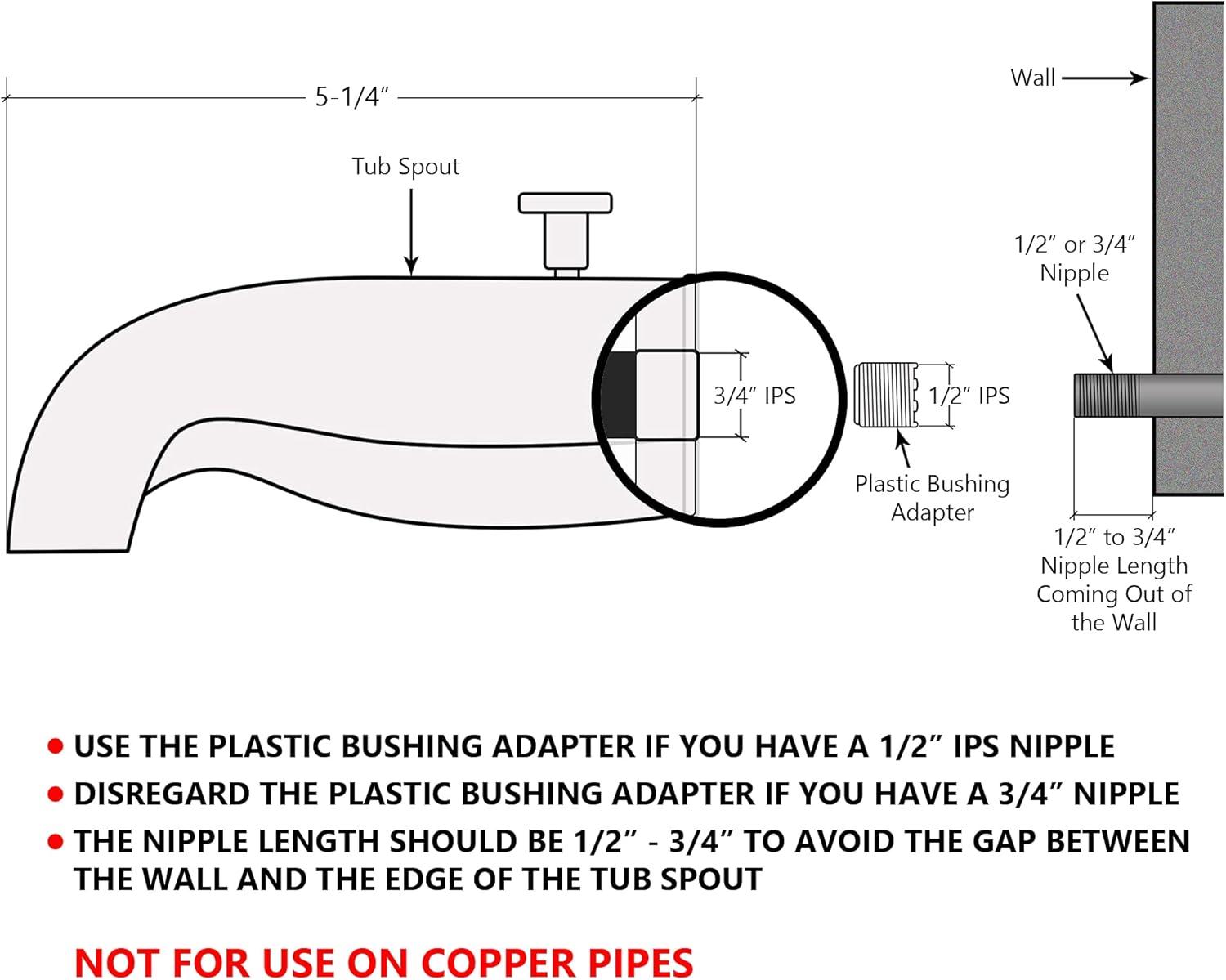 Tub Spout with Push And Pull Diverter