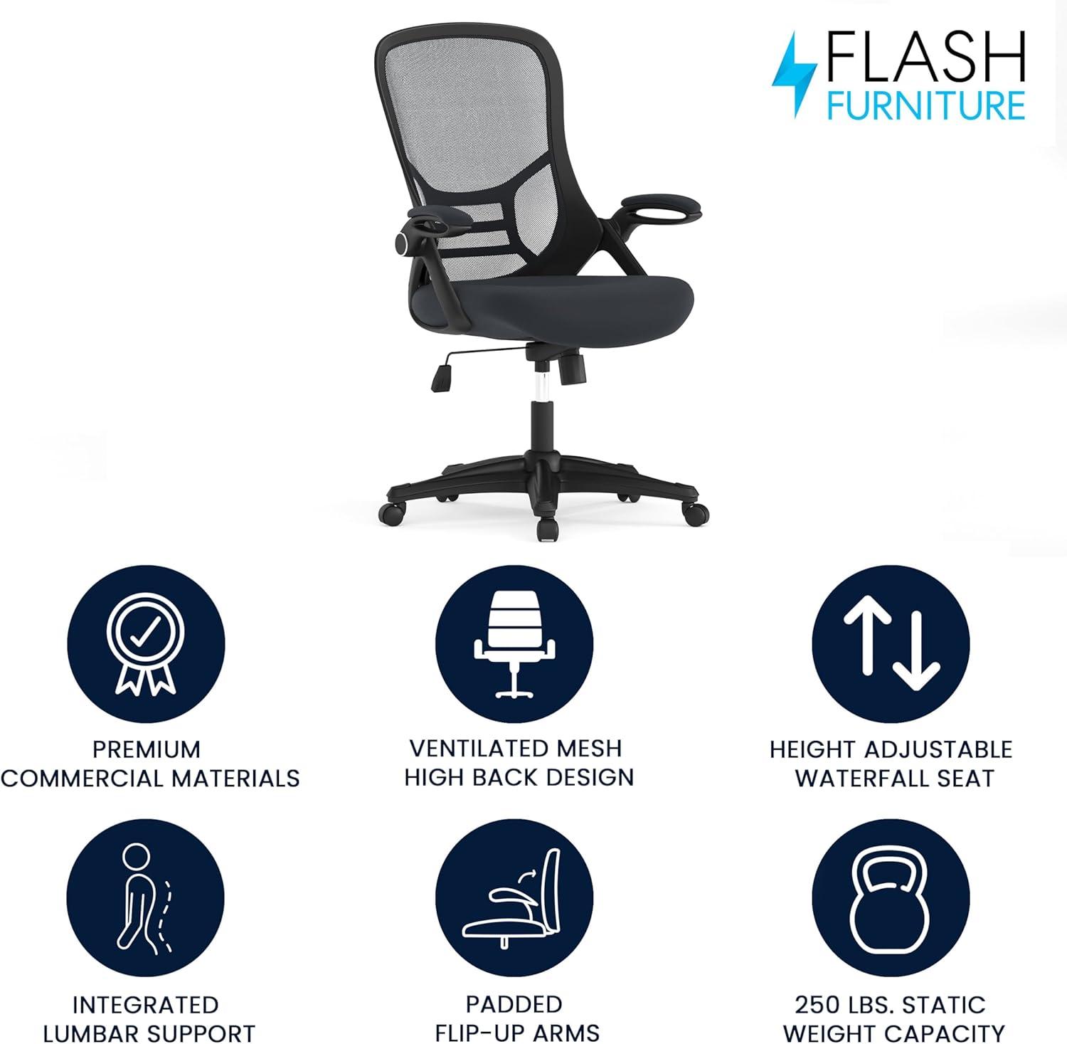 Flash Furniture High Back Mesh Ergonomic Swivel Office Chair with Flip-up Arms