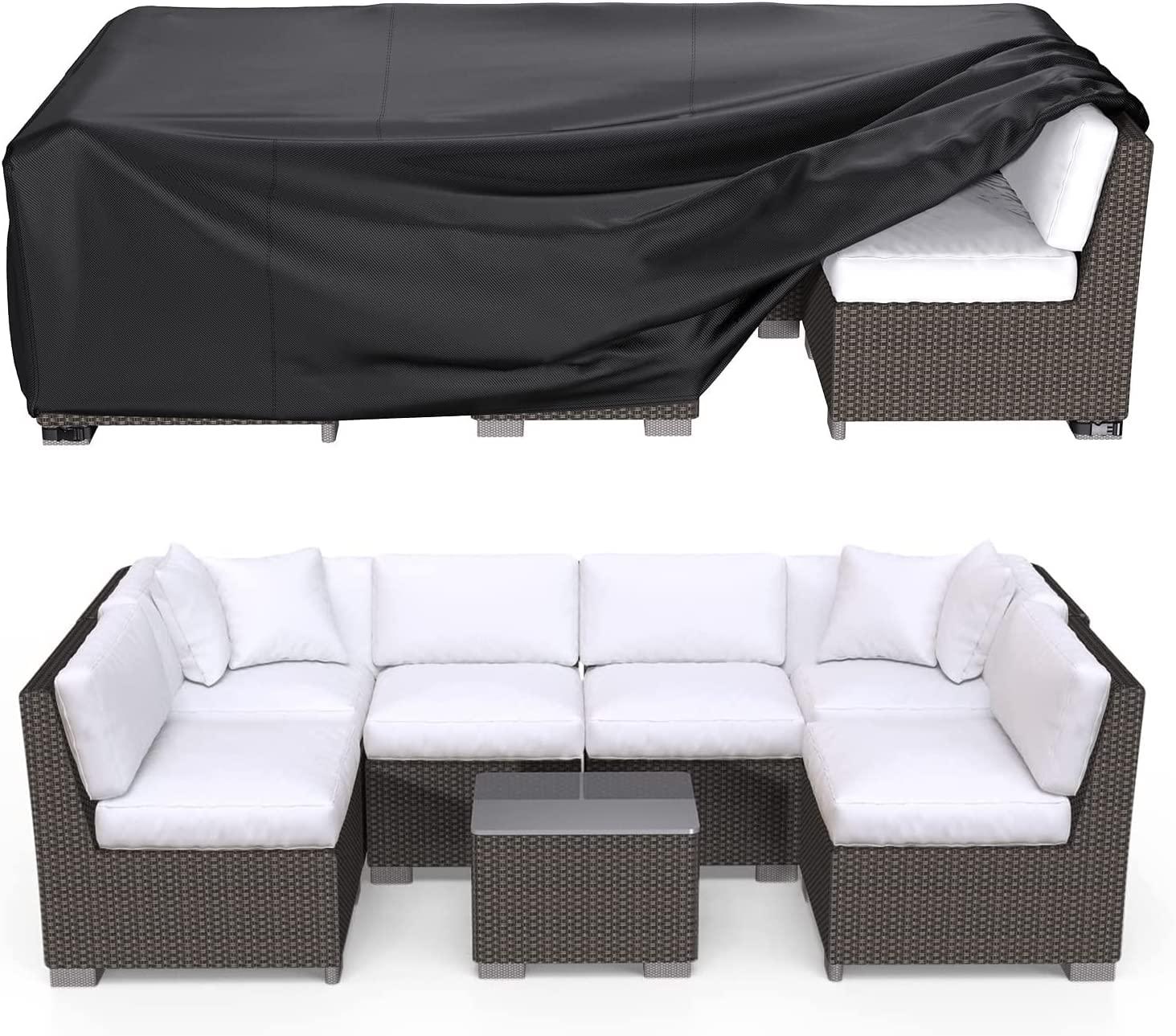 Patio Furniture Covers, Heavy Duty Outdoor Furniture Cover Waterproof, Sectional Sofa Set Covers Table and Chair Set Cover 108" L × 82" W × 28" H