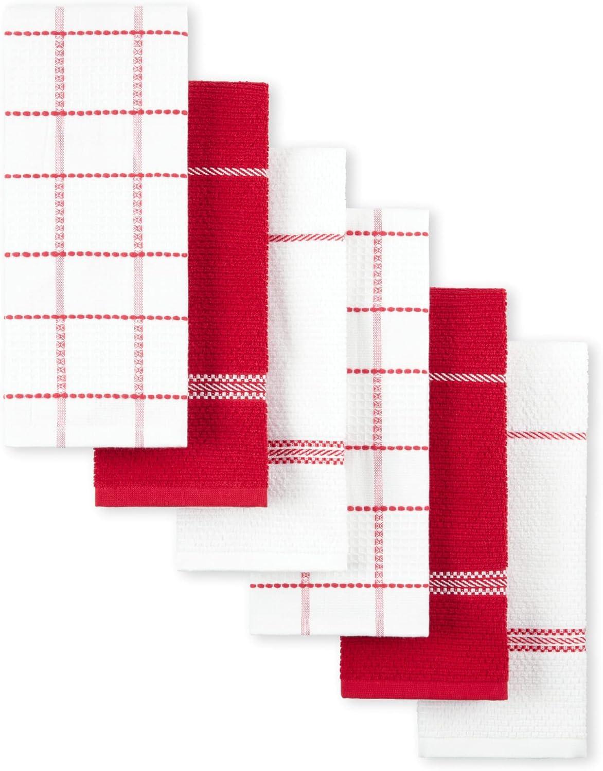 Martha Stewart Modern Waffle Kitchen Towel Set 6-Pack, Linen, 16"x28" (Set of 6)