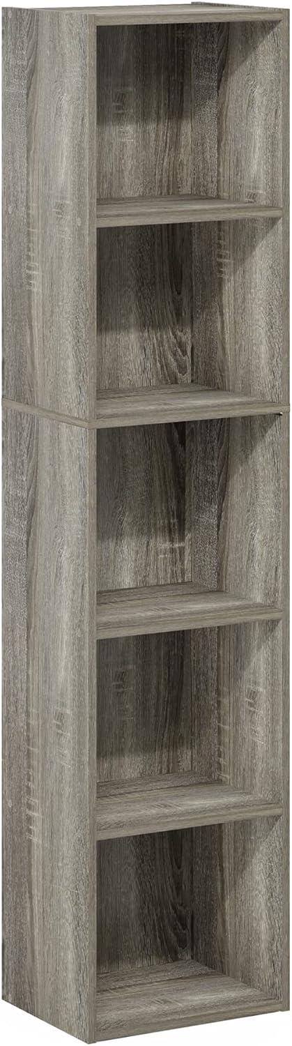 Furinno Pasir 5-Tier Open Shelf Bookcase, French Oak