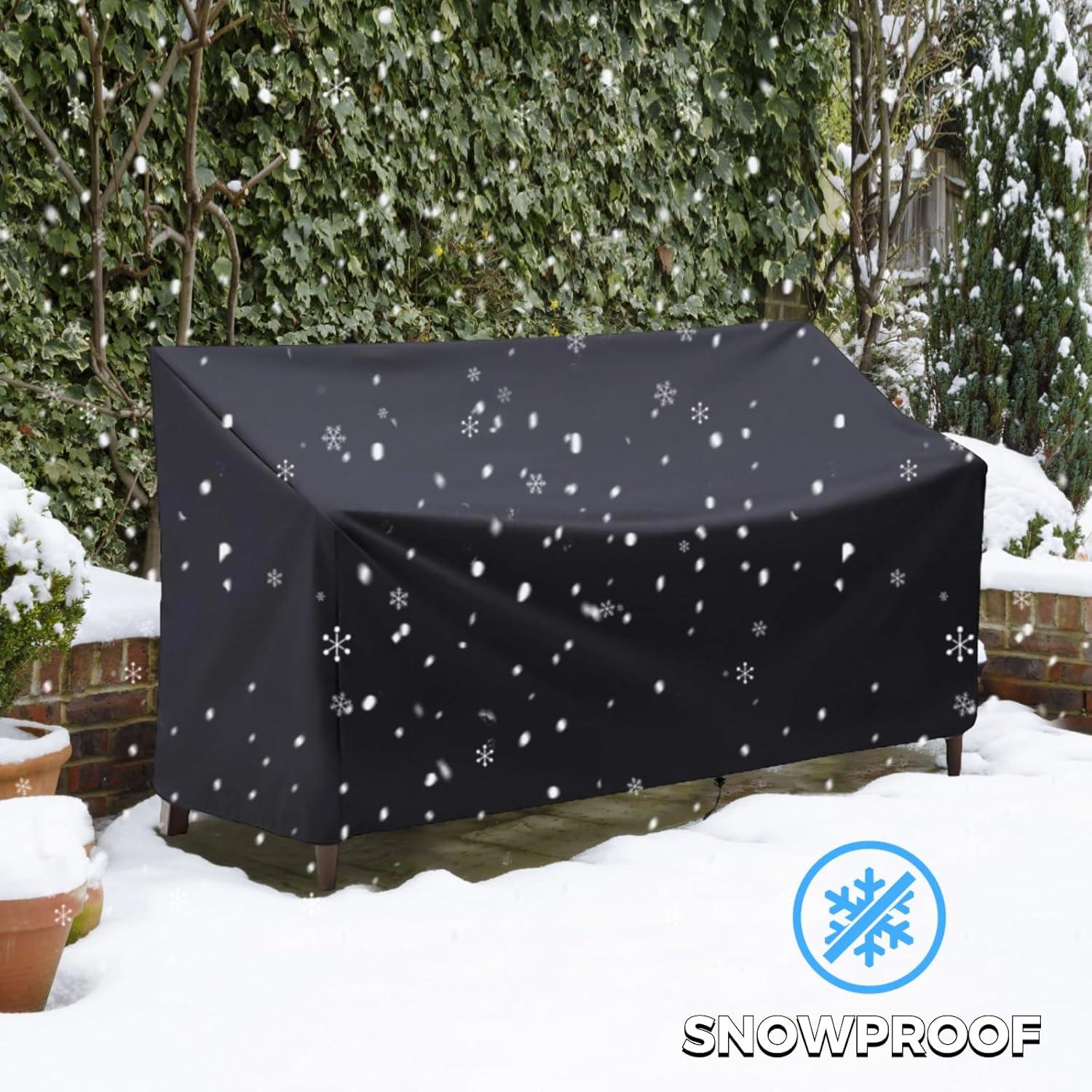 Outdoor Bench Cover, 210D Heavy Duty 2-Seater Patio Bench Furniture Covers with Air Vents, All Weather Resistant Bench Cover for Patio Furniture, 53L x 26W x 35H inches