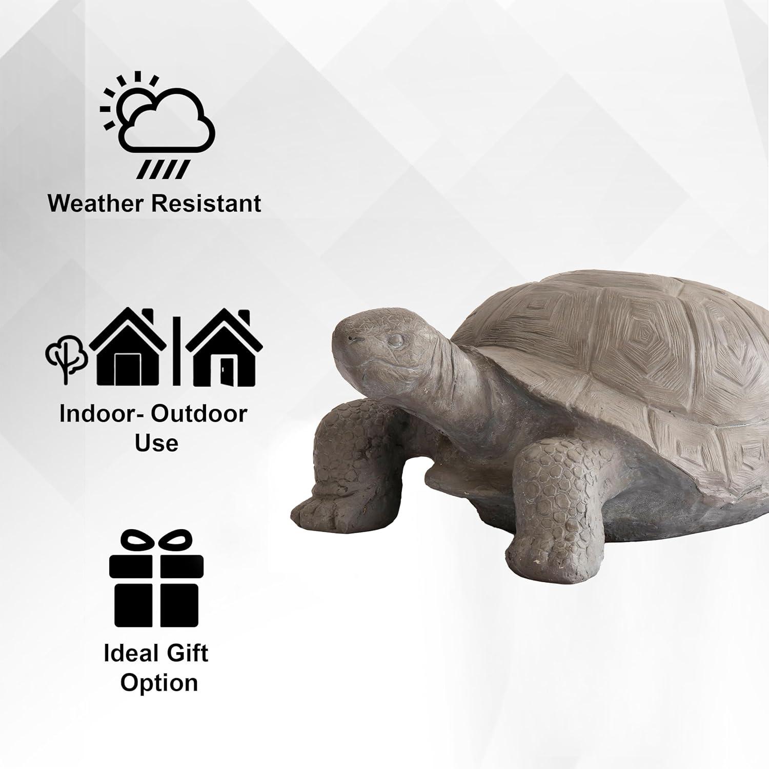 XBrand 30.3"L Light Grey Polystone Turtle Statue, Indoor or Outdoor Décor, Garden Décor, Turtle Garden Statue, Turtle Statuary