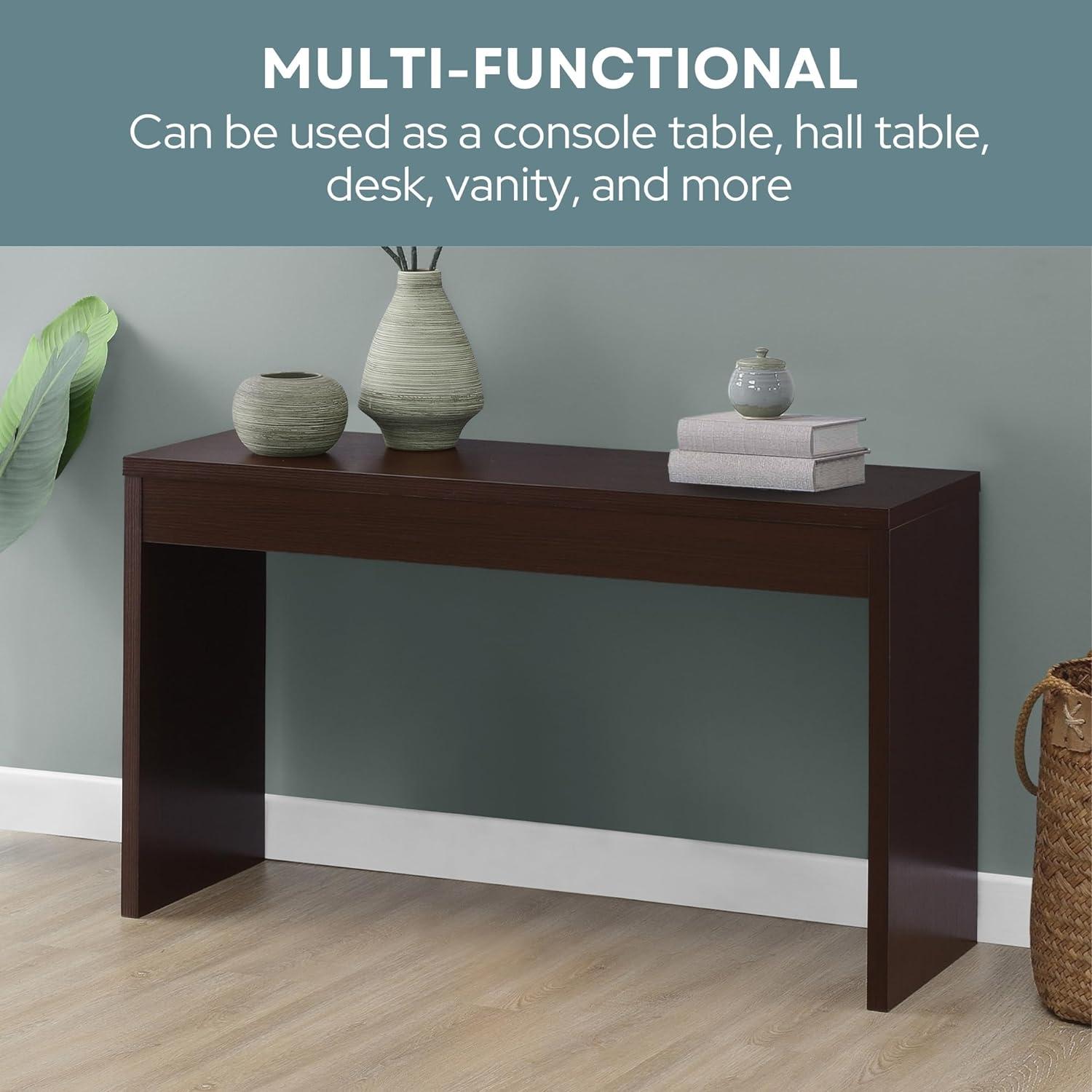 Espresso Wood and Metal Hall Console Table