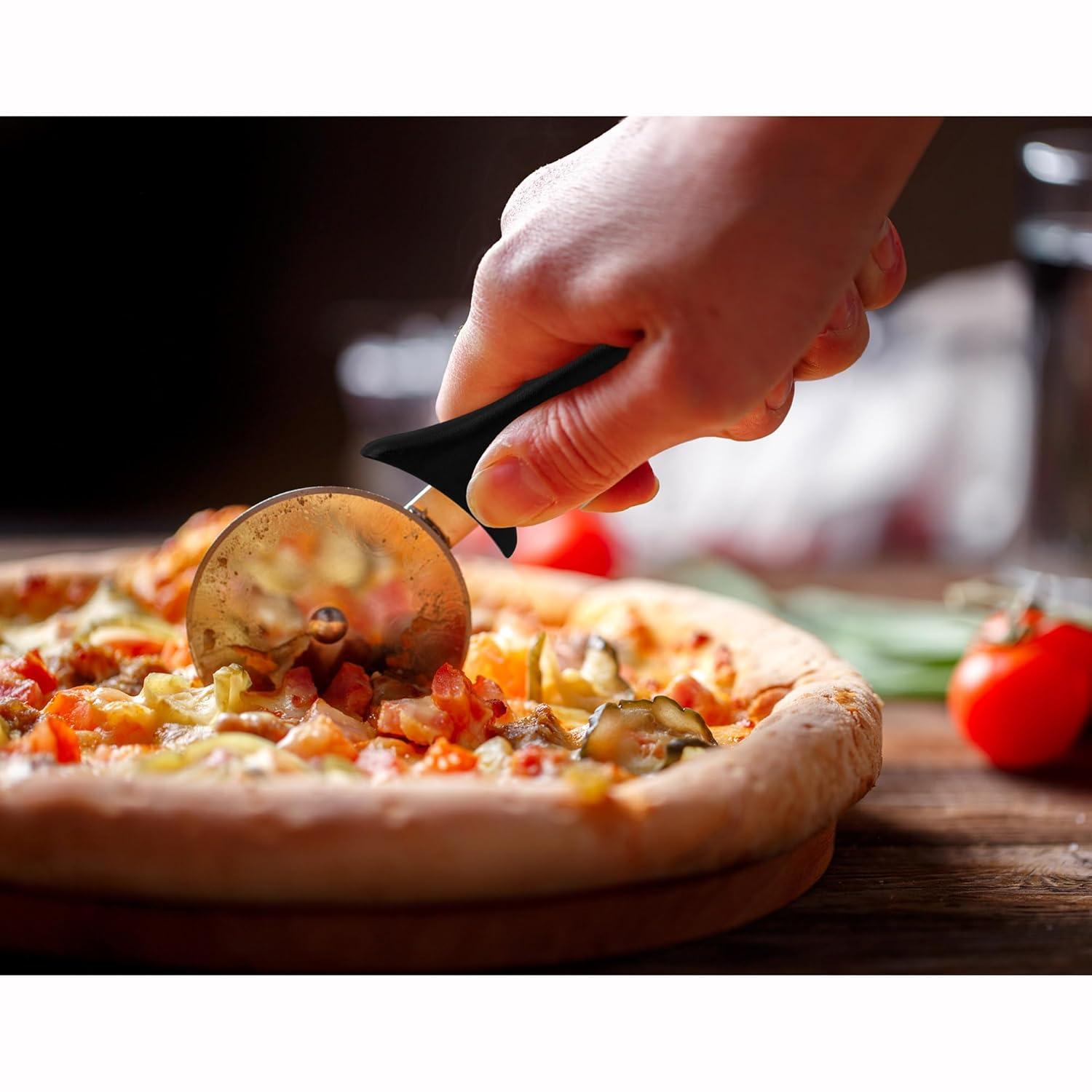 Japanese Stainless Steel Deep Dish Pizza Cutter with Black Handle
