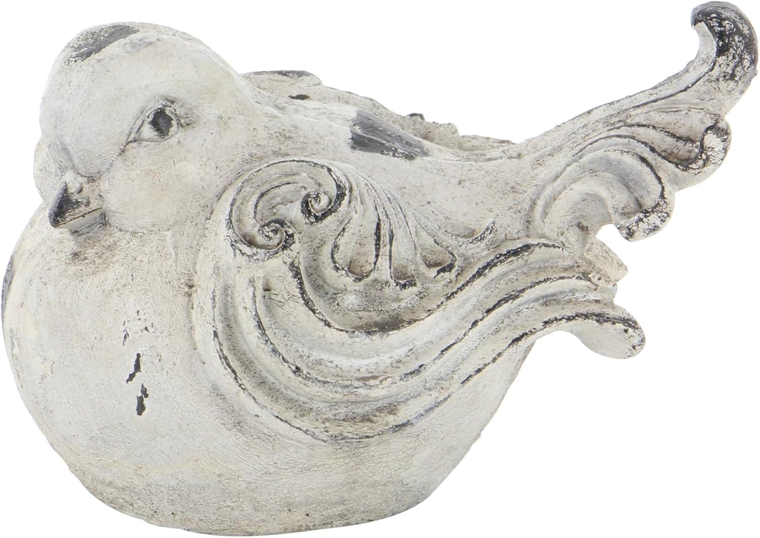 Gray Polystone Bird Garden Sculptures, Set of 2, 12" x 8"