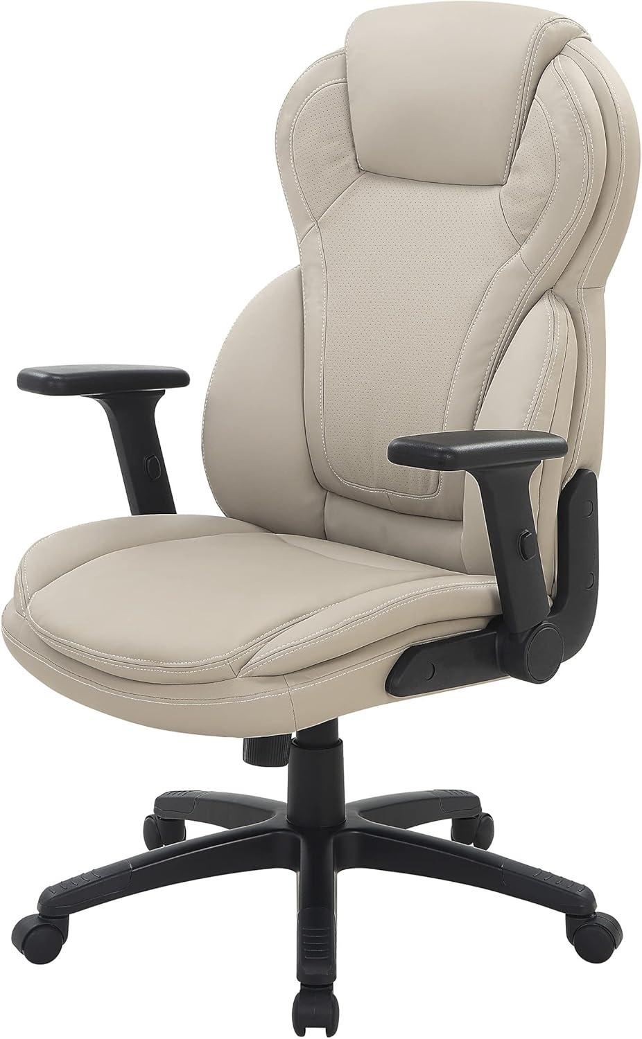 Executive High Back Taupe Gray Bonded Leather Office Chair