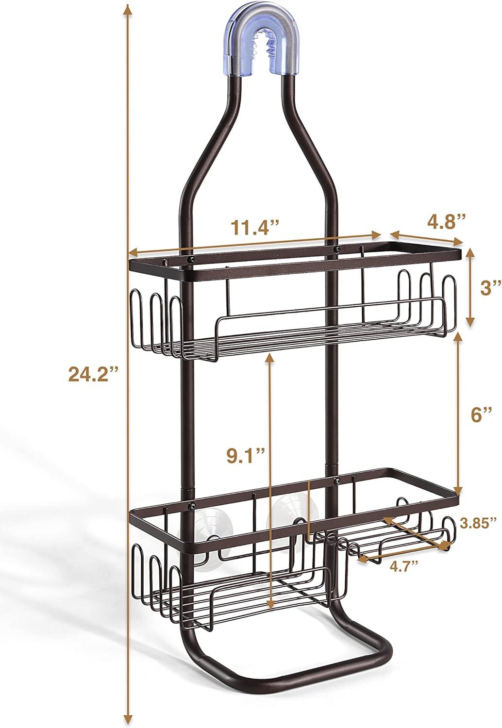 Oil-Rubbed Bronze Steel Hanging Shower Caddy Organizer