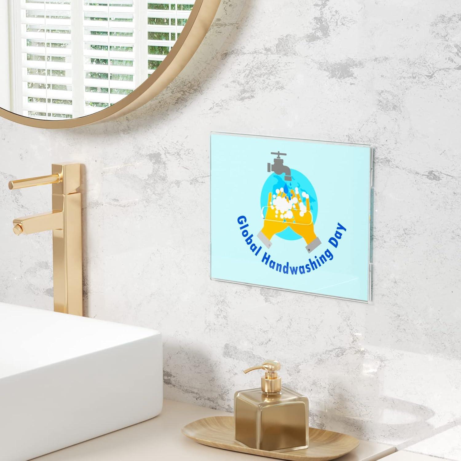 HIIMIEI Acrylic Wall Sign Holder 8.5x11 Inch Horizontal with 3M Tape, 8 1/2 x 11 Clear Plastic Plexiglass Sign Holder for Office, Home, Store, Restaurant-No Drilling(6 Pack)