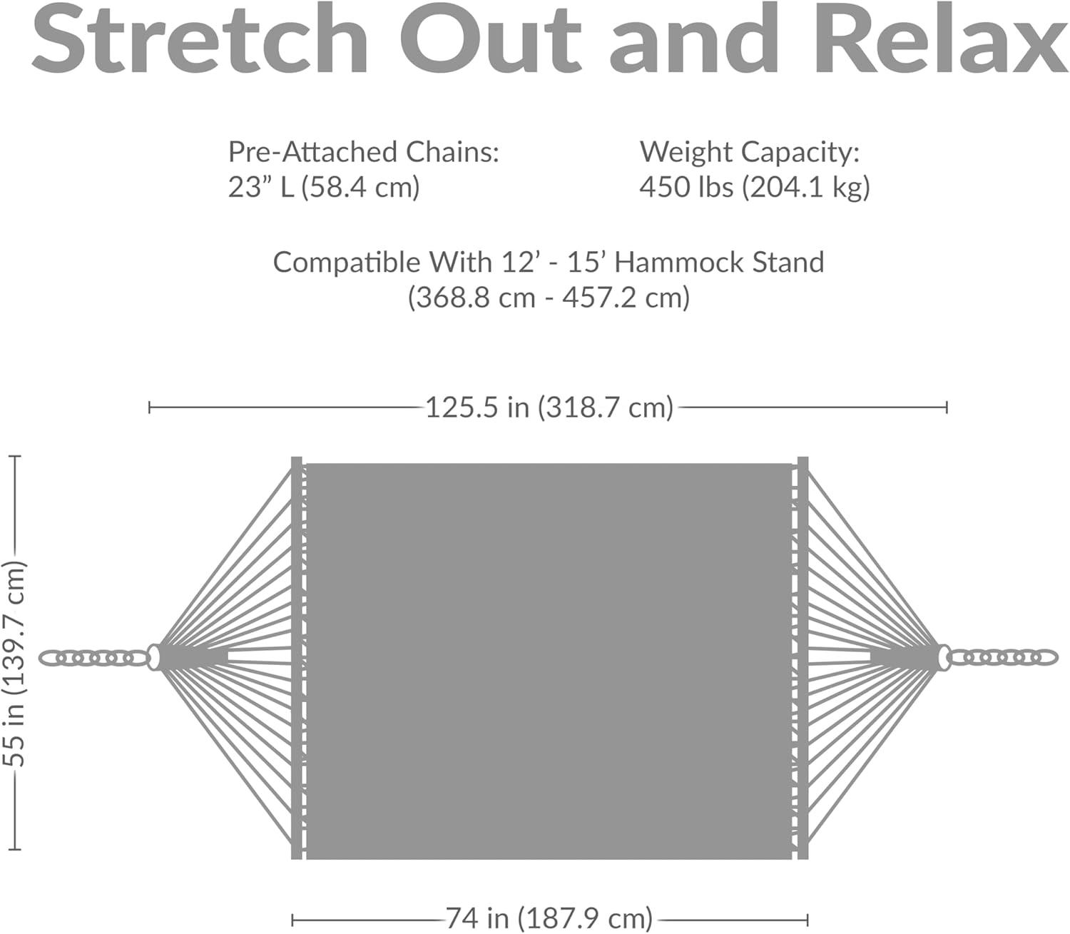 2-Person Quilted Polyester Spreader Bar Hammock