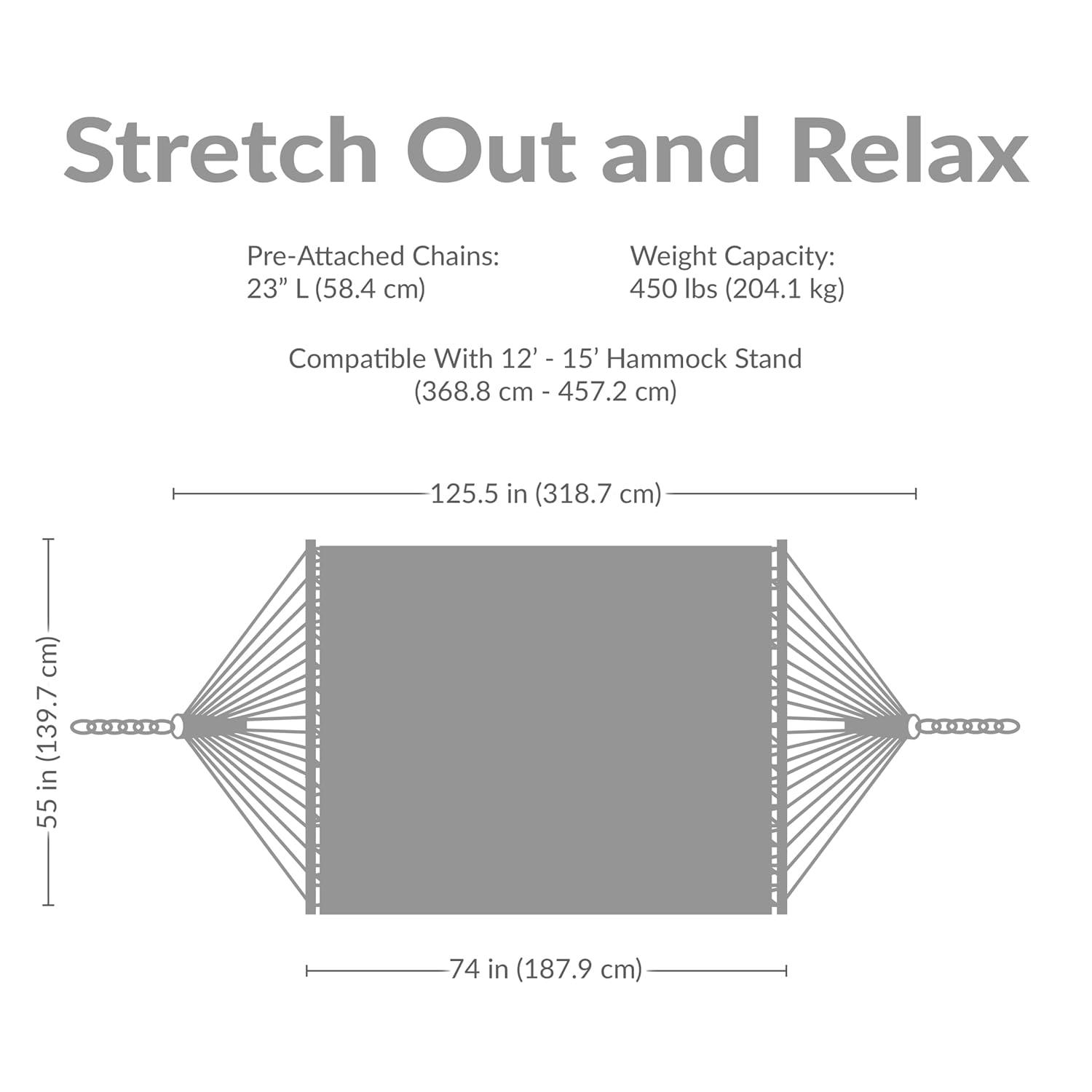 2-Person Quilted Polyester Spreader Bar Hammock