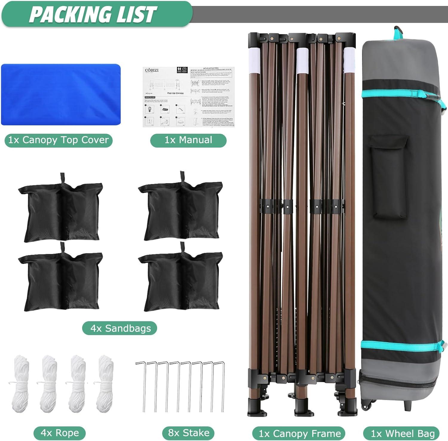 Cobizi 10x20 Canopy Tent, Heavy Duty Pop up Canopy with Sidewalls, Waterproof Easy Setup Canopy with Mosquito Netting, Outdoor Instant Screen Tents for Parties, Wedding, Backyard with Carry Bag