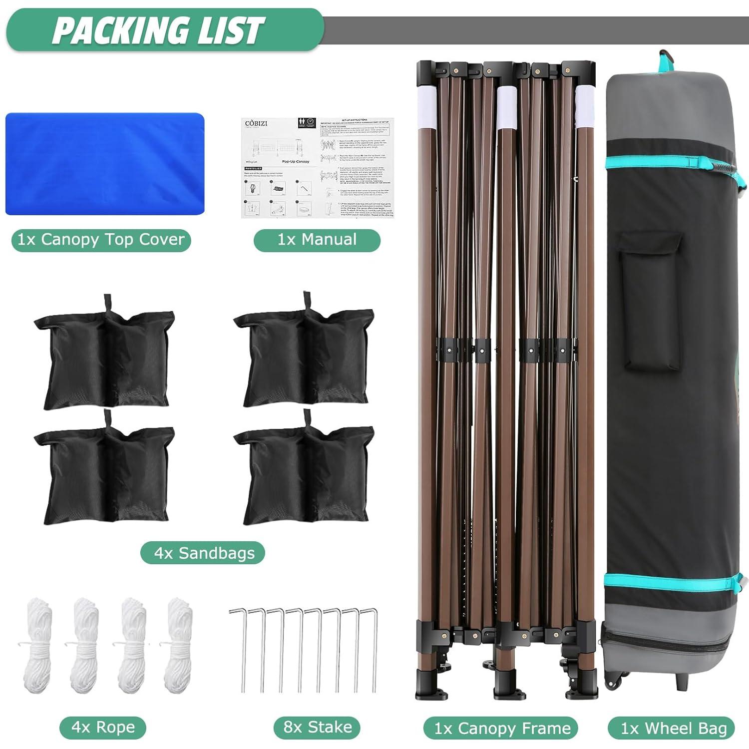 Cobizi 10x20 Canopy Tent, Heavy Duty Pop up Canopy with Sidewalls, Waterproof Easy Setup Canopy with Mosquito Netting, Outdoor Instant Screen Tents for Parties, Wedding, Backyard with Carry Bag