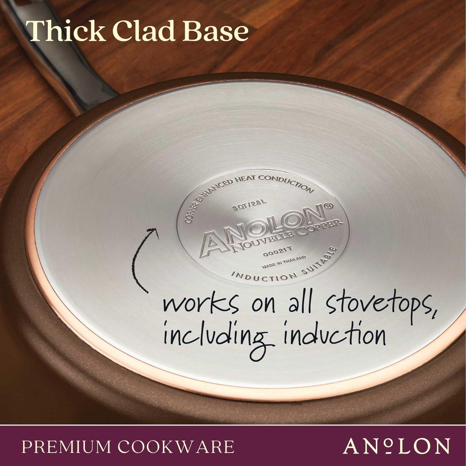 Anolon Nouvelle Copper Luxe 2 Piece Hard-Anodized Nonstick Frying Pan Set, Sable