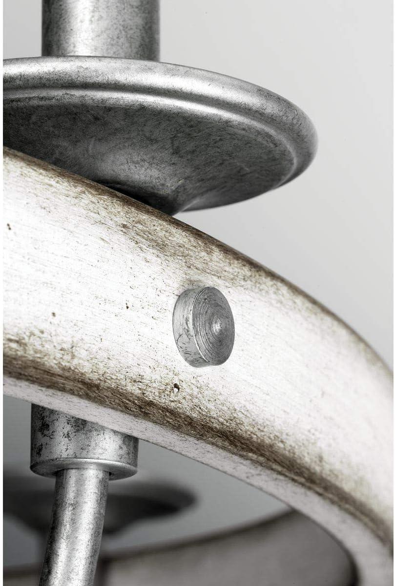 Progress Lighting Gulliver 5-Light Chandelier, Galvanized Finish, Wood Grained Texture Shade