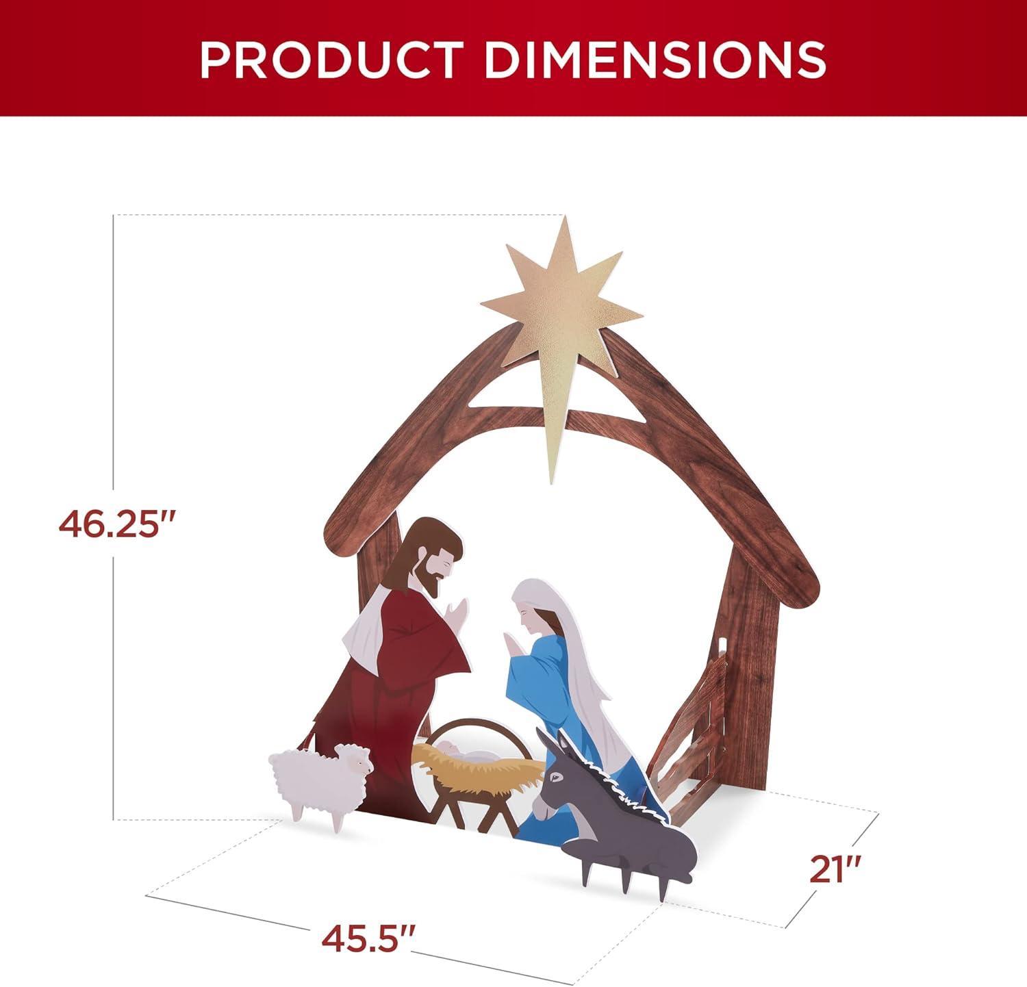 4ft Multicolor PVC Outdoor Nativity Scene with Star