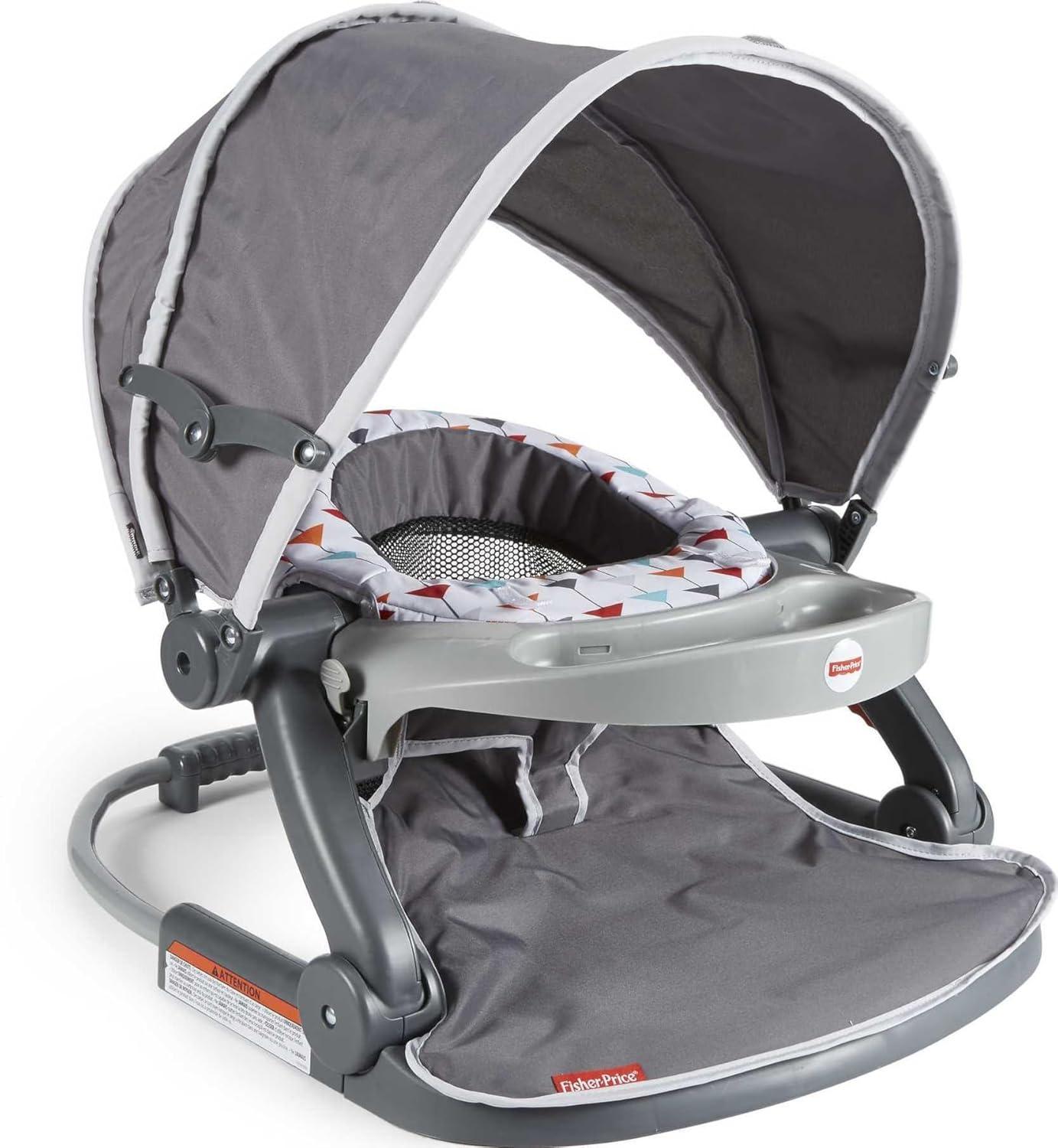 Gray Portable Foldable Baby Travel Chair with Canopy