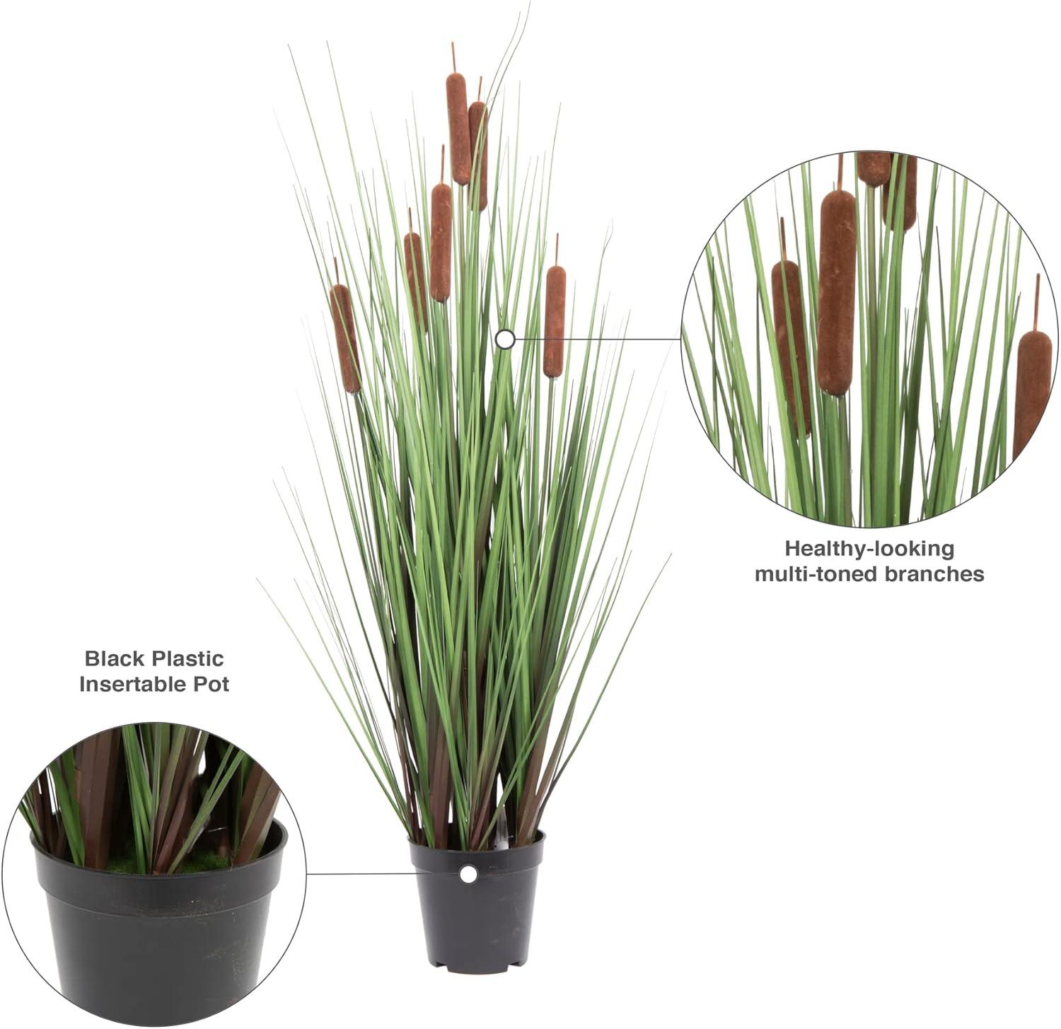 36" Artificial Potted Green Straight Grass and Cattails