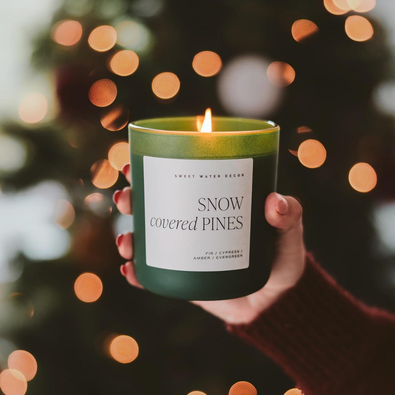 Sweet Water Decor Snow Covered Pines 15oz Matte Candle - Green