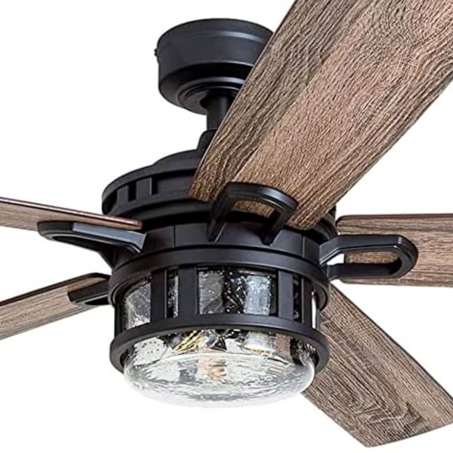 Honeywell 52-Inch Bontera Indoor 5 Blade Matte Black Craftsman Ceiling Fan with Remote Control