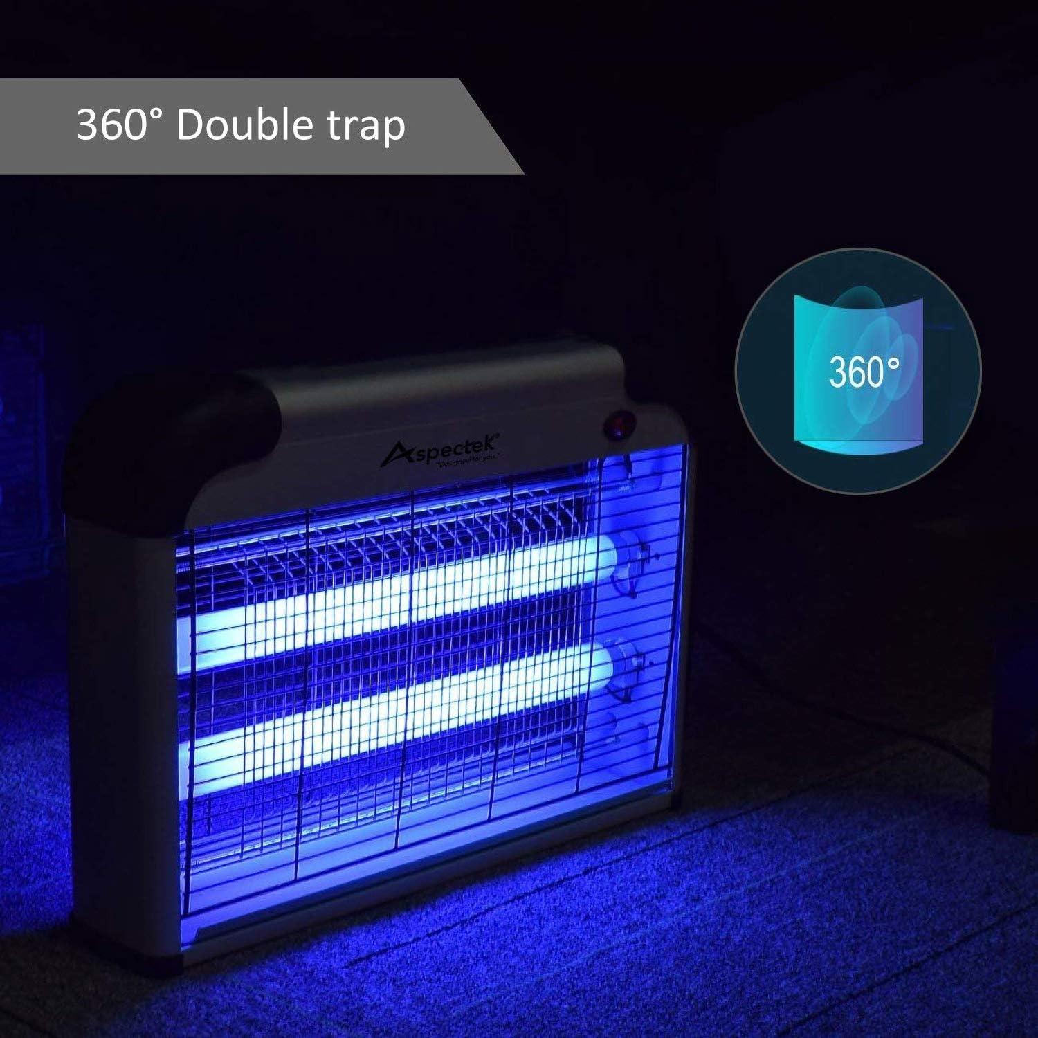 Aspectek 20W Electric Indoor Bug Zapper, Mosquito, Moth, Wasp, Insect Killer, Fly Zapper, Bug Lamp Light for Home, Restaurant, Office Use with Protection Mesh Film. Efficient & Effective