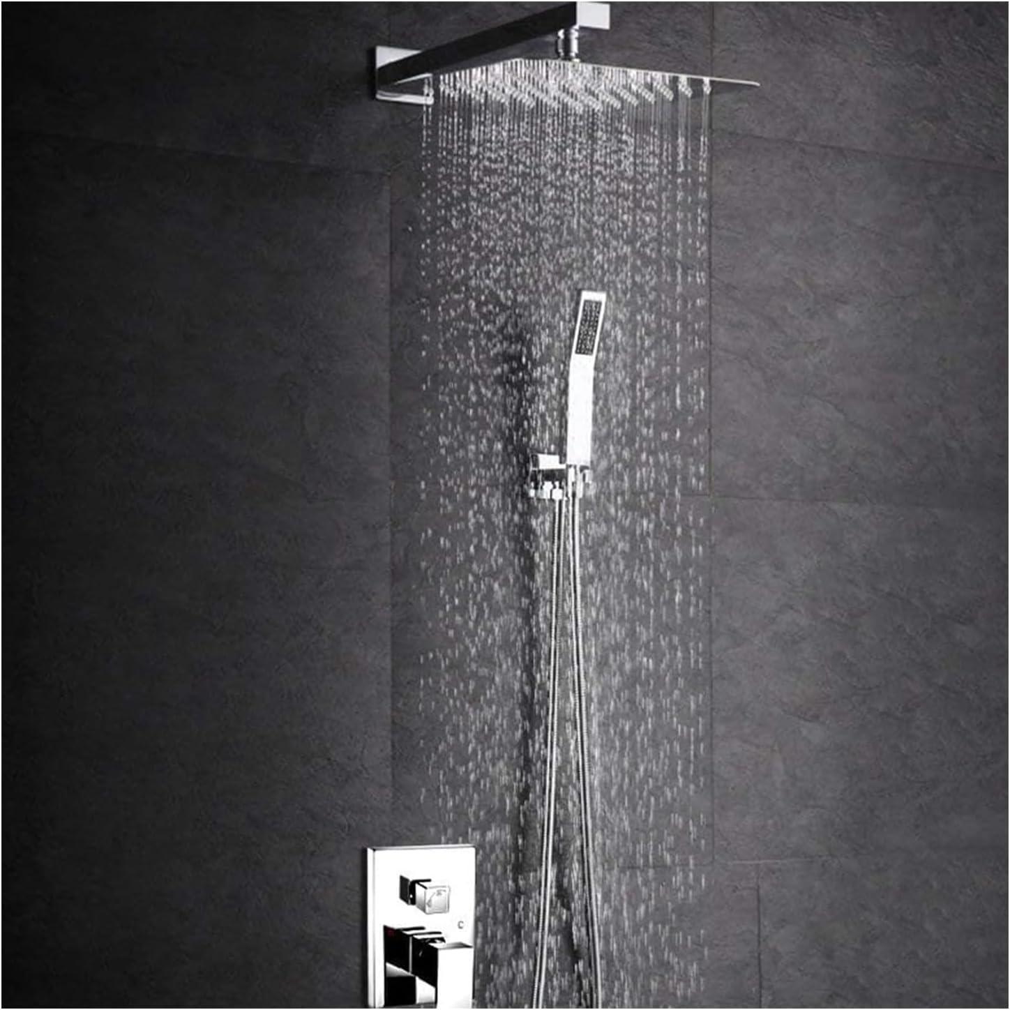 Brushed Stainless Steel 12" Square Rain Shower Head